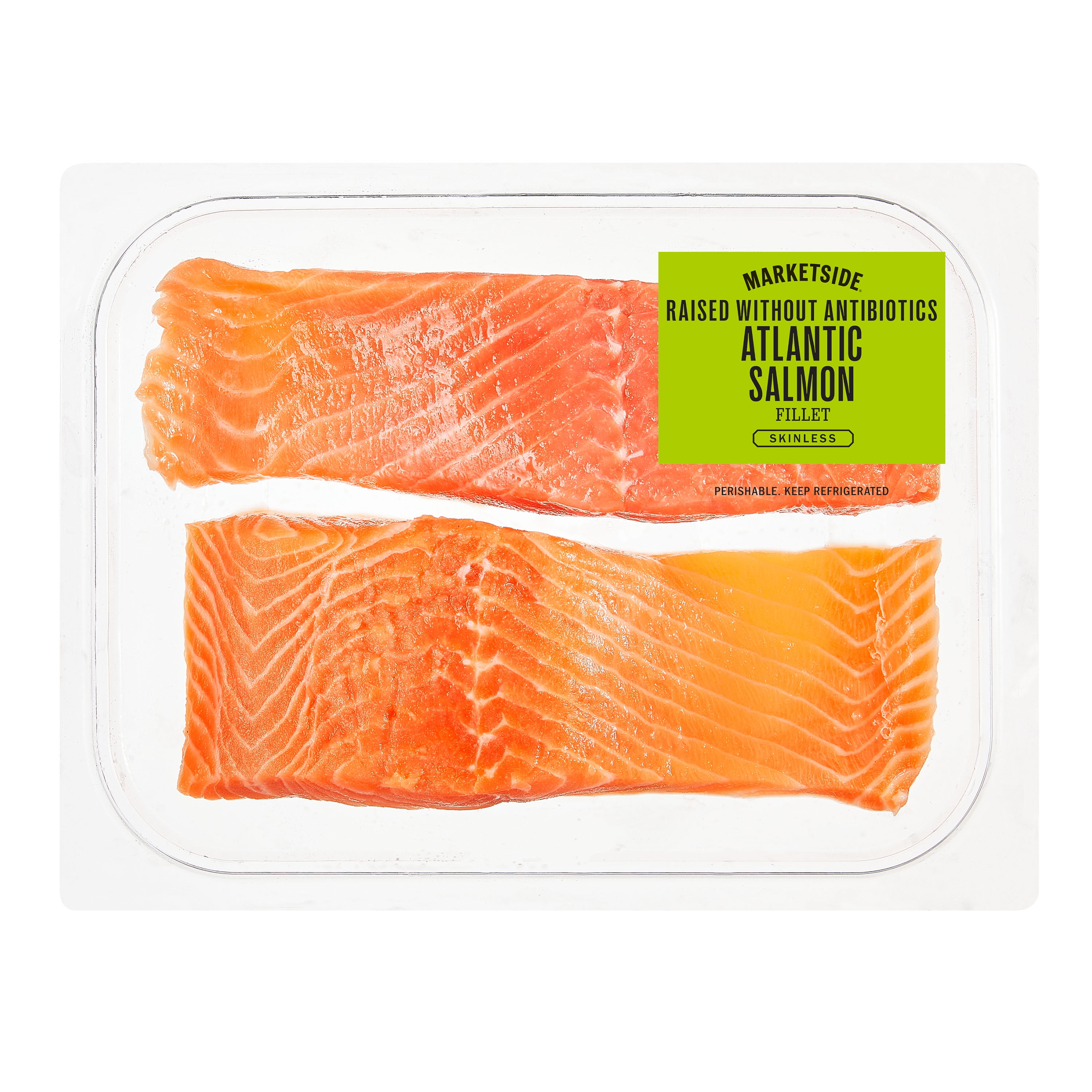Marketside Antibiotic Free Skinless Atlantic Salmon Fillet, 0.95 - 1.2 lb