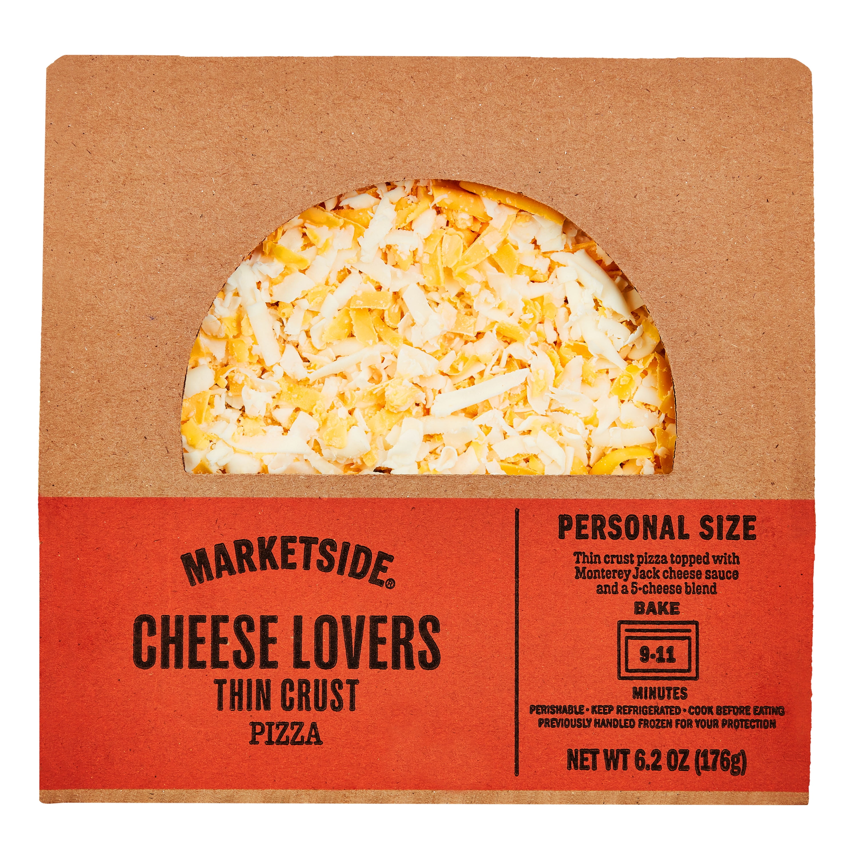 Marketside 7-inch Thin Crust Cheese Pizza, 6.2 oz, White Sauce, Refrigerated