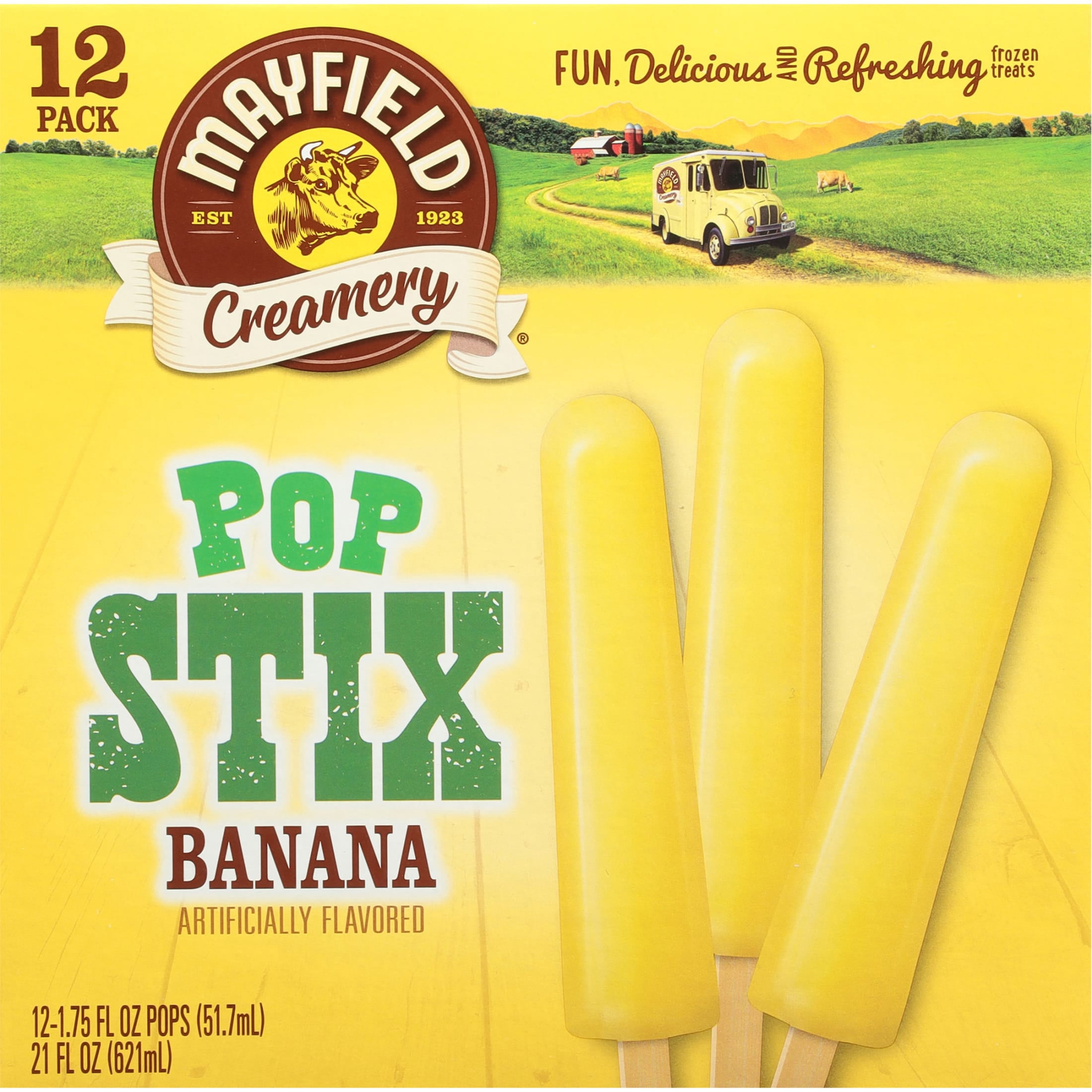 Mayfield Banana Ice Pops Pop Stix - 1.75 Fl Oz (Pack of 12)