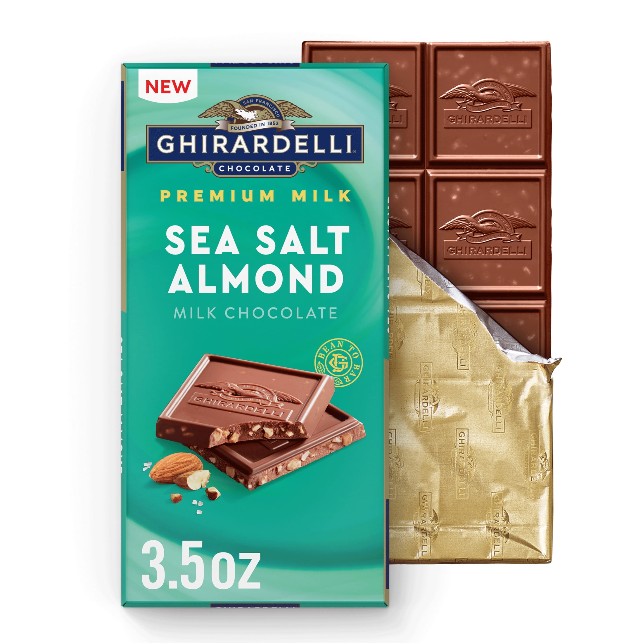 GHIRARDELLI Premium Milk Sea Salt Almond Milk Chocolate Bar, 3.5 oz