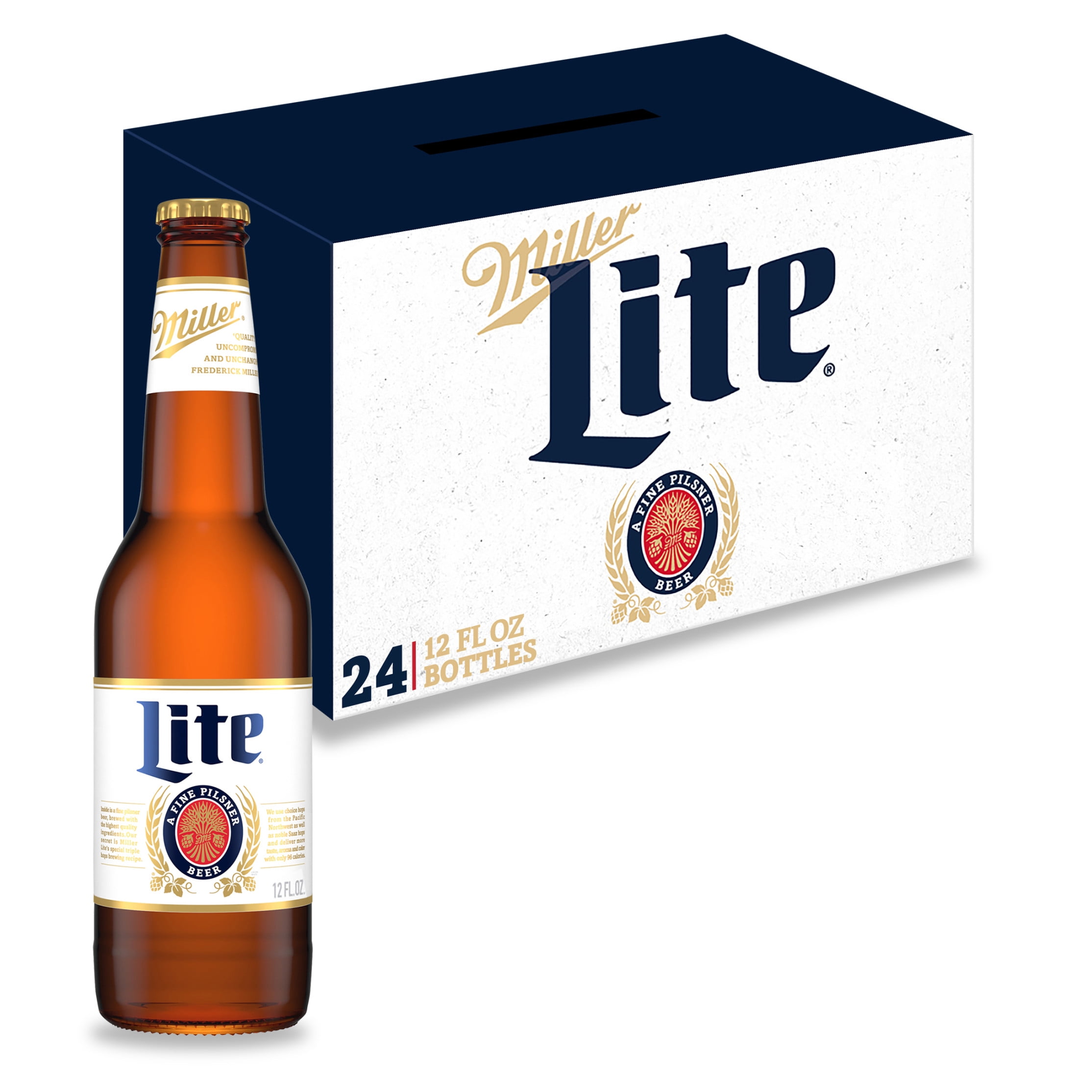 Miller Lite American Light Lager Beer, 24 Pack, 12 fl oz Glass Bottles, 4.2% ABV