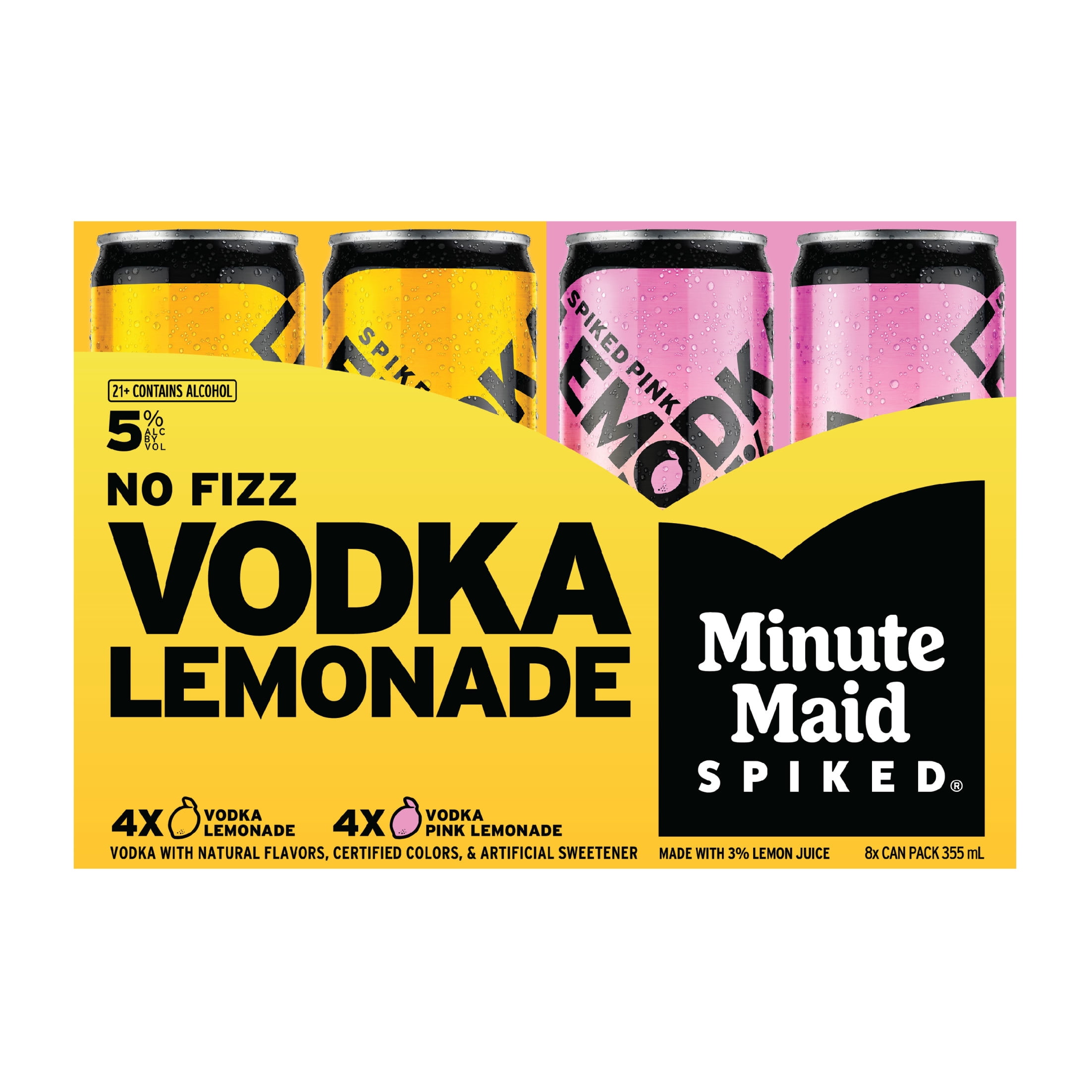 Minute Maid Spiked Lemonade Vodka Cocktail Variety Pack, 8-Pack 355ml, 10 Proof (5% ABV)