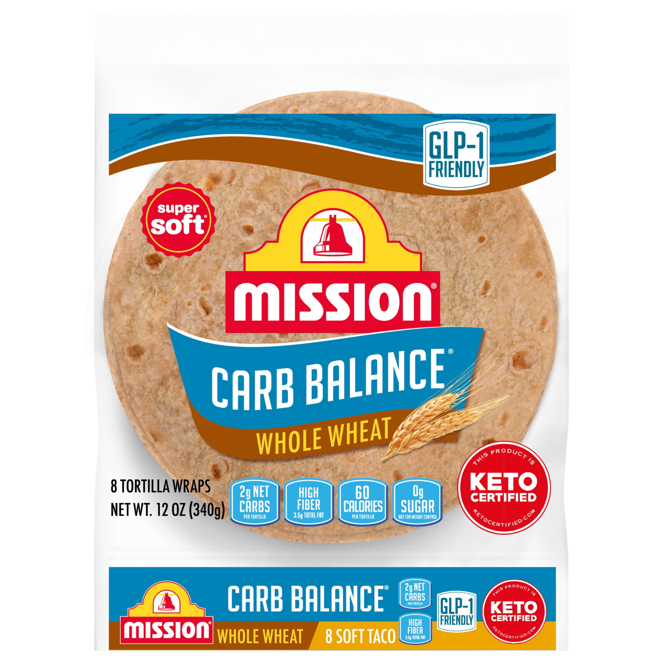 Mission Carb Balance Whole Wheat Flour Tortillas, Soft Taco Size, 8 Count