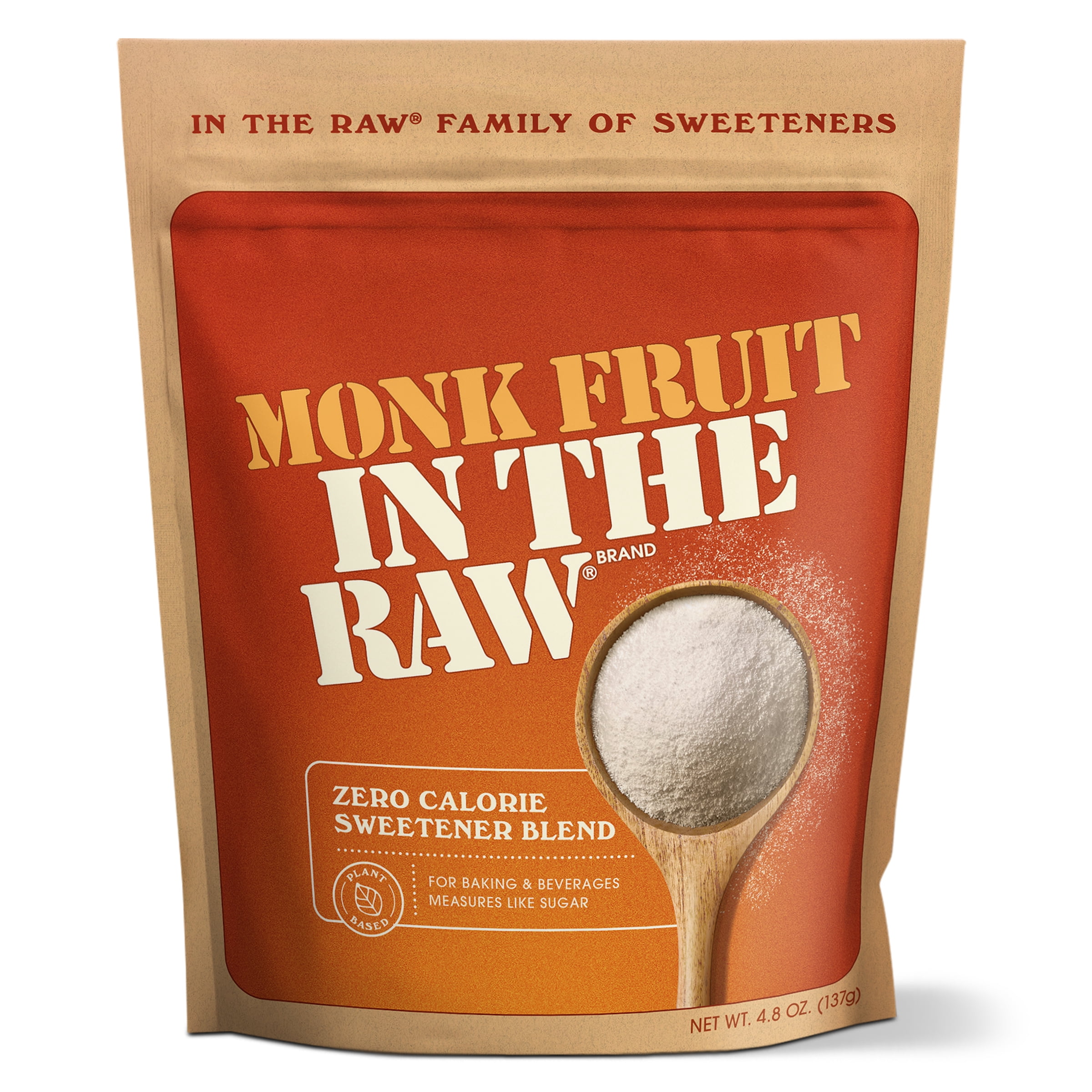 Monk Fruit In The Raw, Zero Calorie Sweetener, Sugar Substitute, 4.8 oz, Bag