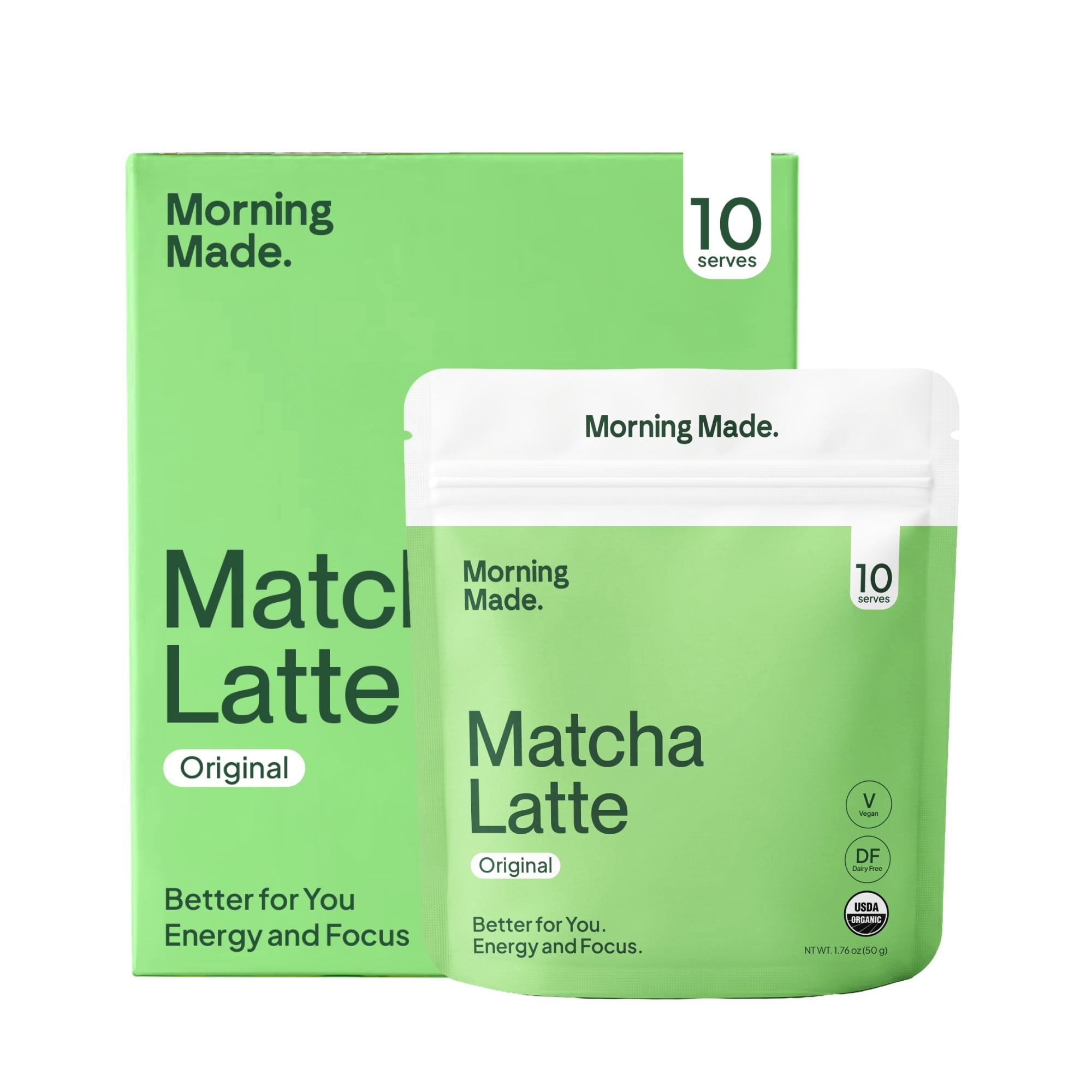 Morning Made Ceremonial Grade Organic Matcha Latte Powder, Original, 10 Servings