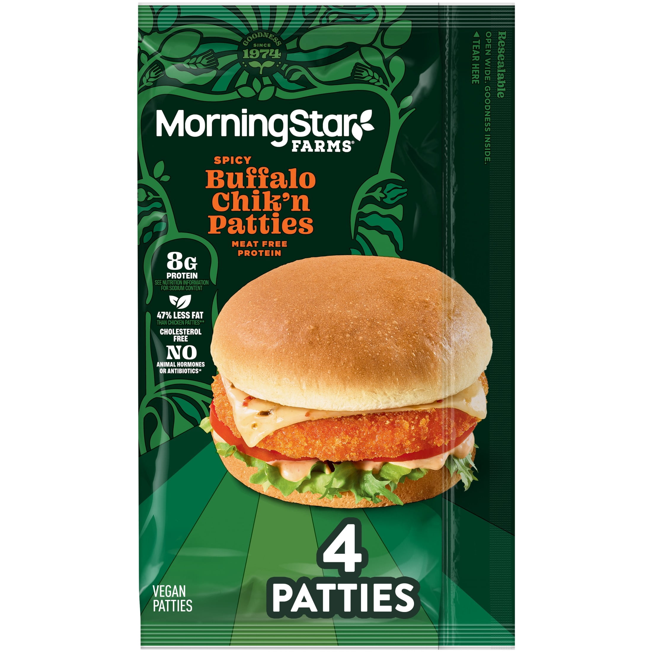 MorningStar Farms Spicy Buffalo Vegan, Meat Free, 10 oz, 4 Count Bag