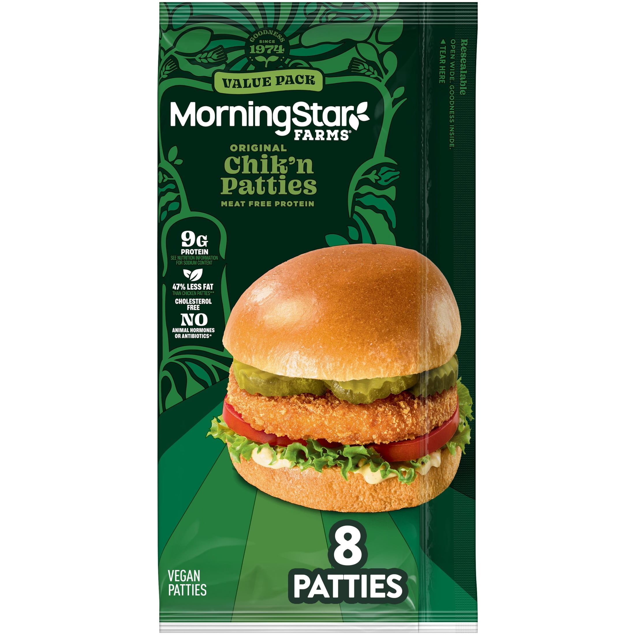 MorningStar Farms Original Vegan, Meat Free, 20 oz, 8 Count Bag