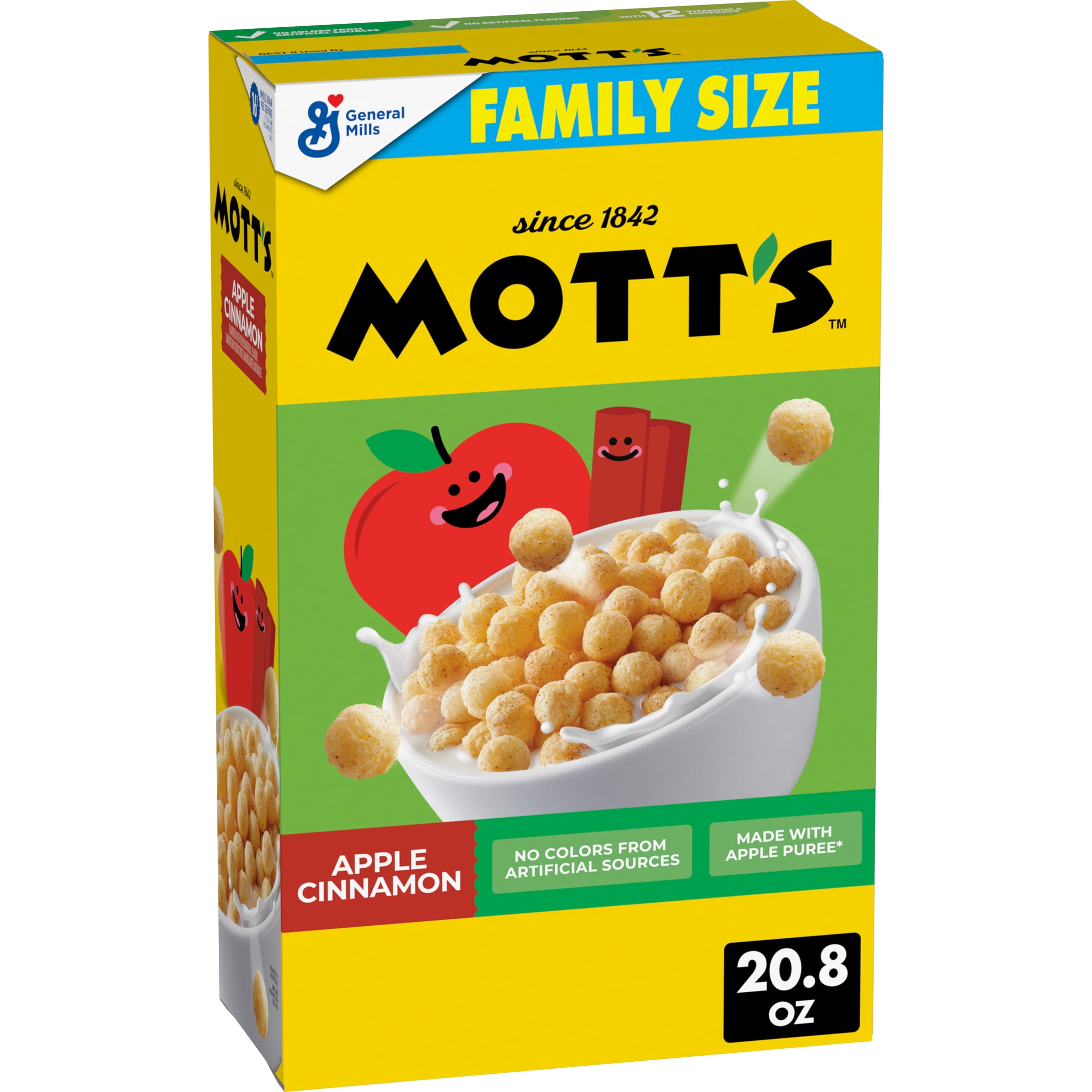 Mott's Apple Cinnamon Cereal, Made with Apple Puree, Whole Grain, Family Size, 20.8 oz