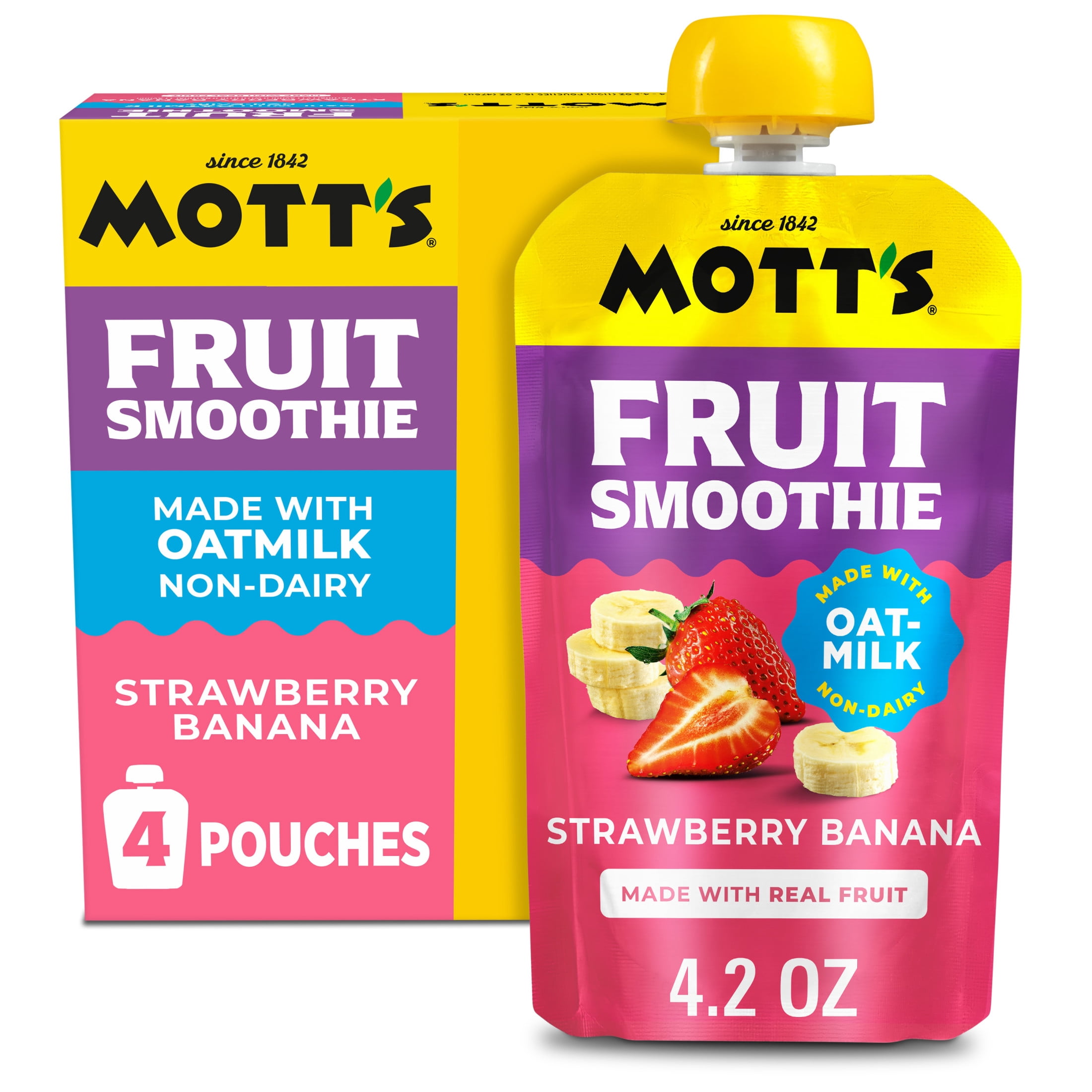 Motts Fruit Smoothie Strawberry Banana, 4.2 oz, 4 Pack Pouches