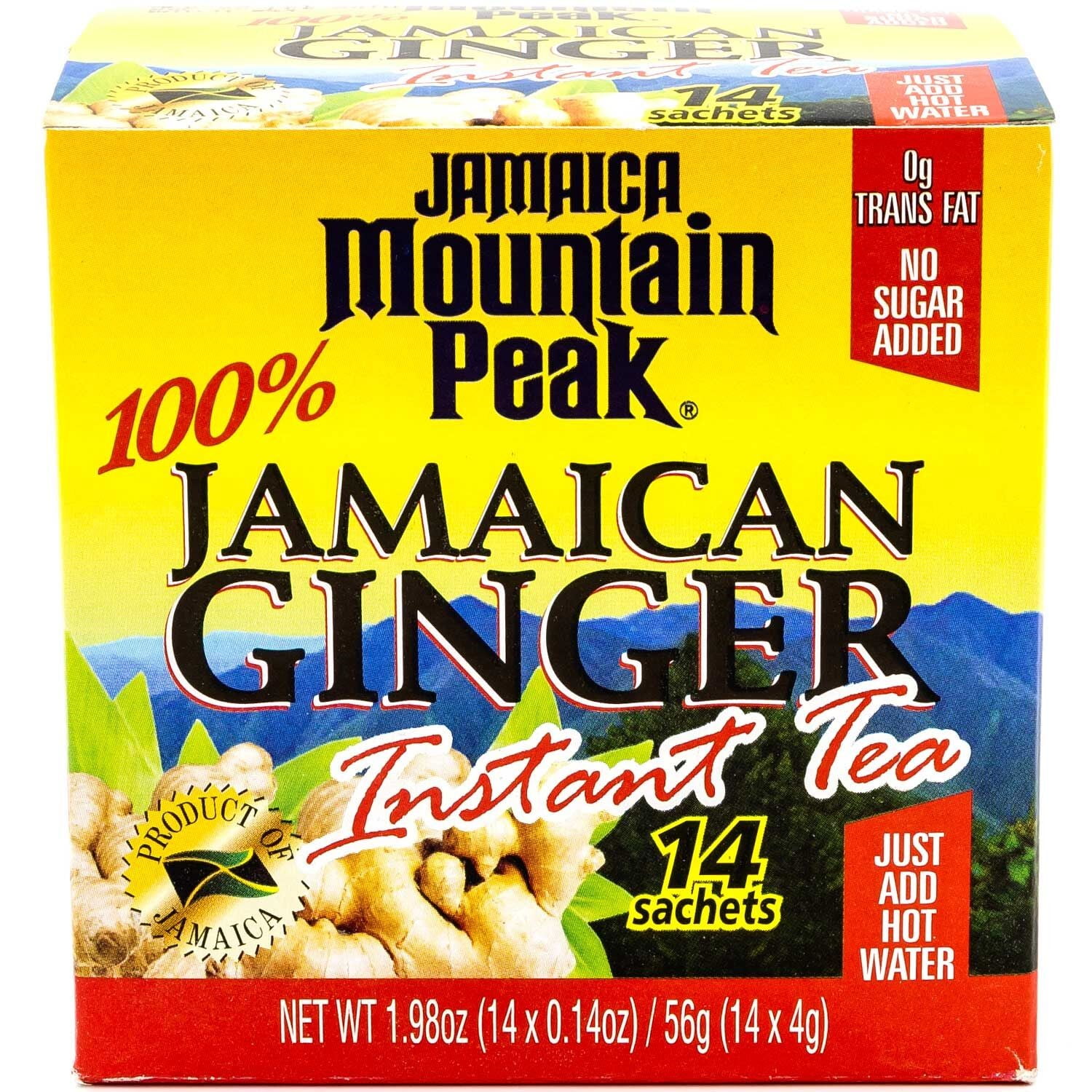 Mountain Peak 100% Jamaican Gigner Instant Tea, No Sugar, 0.14 oz, 14 Ct