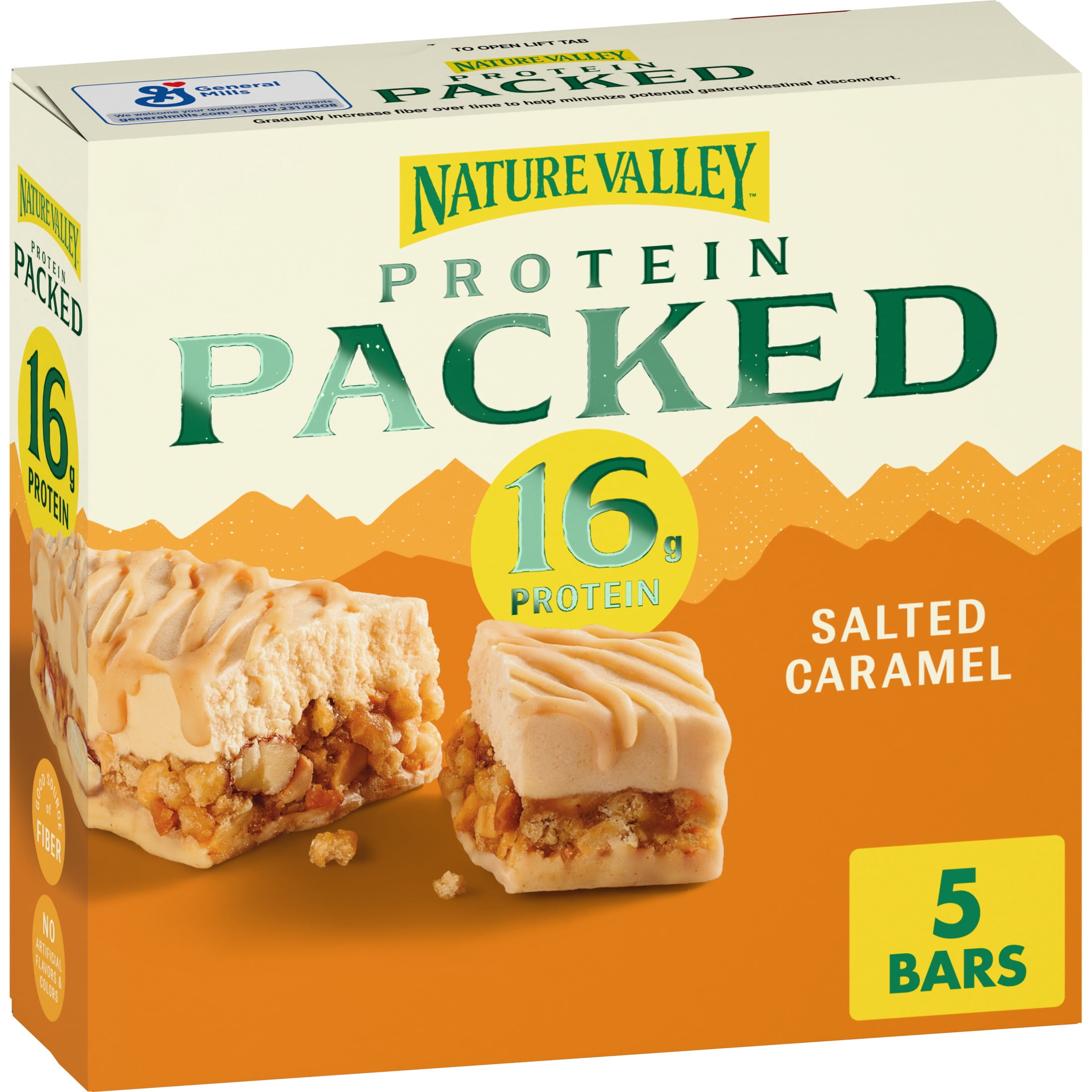 Nature Valley Protein Packed Salted Caramel Bars, 16g Protein, 5 Count, 8.85 oz