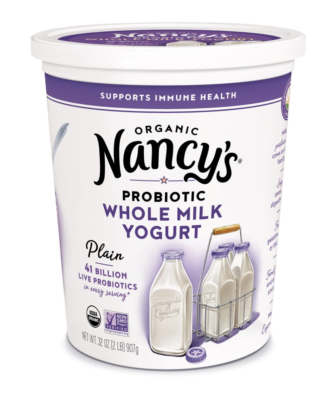 Nancy's Organic Whole Milk Probiotic Yogurt, Plain, 32 oz