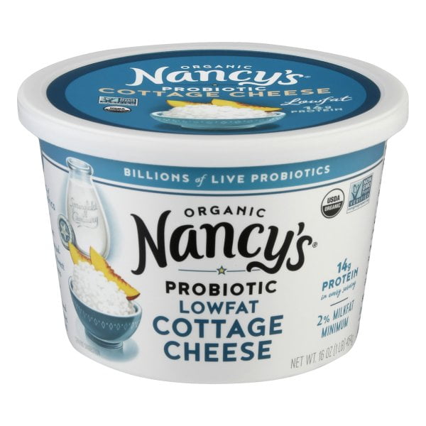 Nancy's Organic Low-Fat Probiotic Cottage Cheese, 2% Milk Fat, 14g Protein, 16 oz Tub