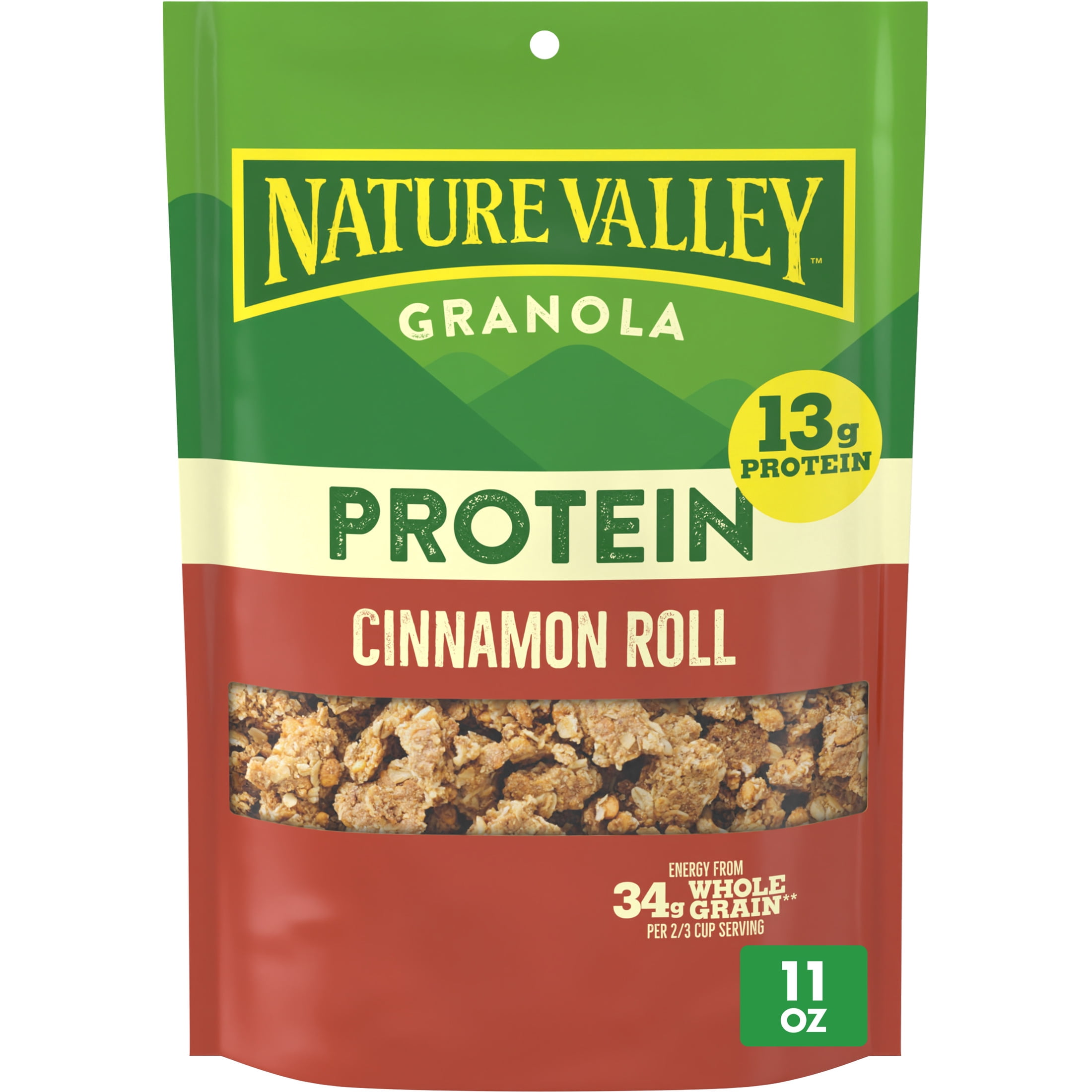 Nature Valley Protein Granola, Cinnamon Roll Flavor, Resealable Snack Pouch, 11 oz