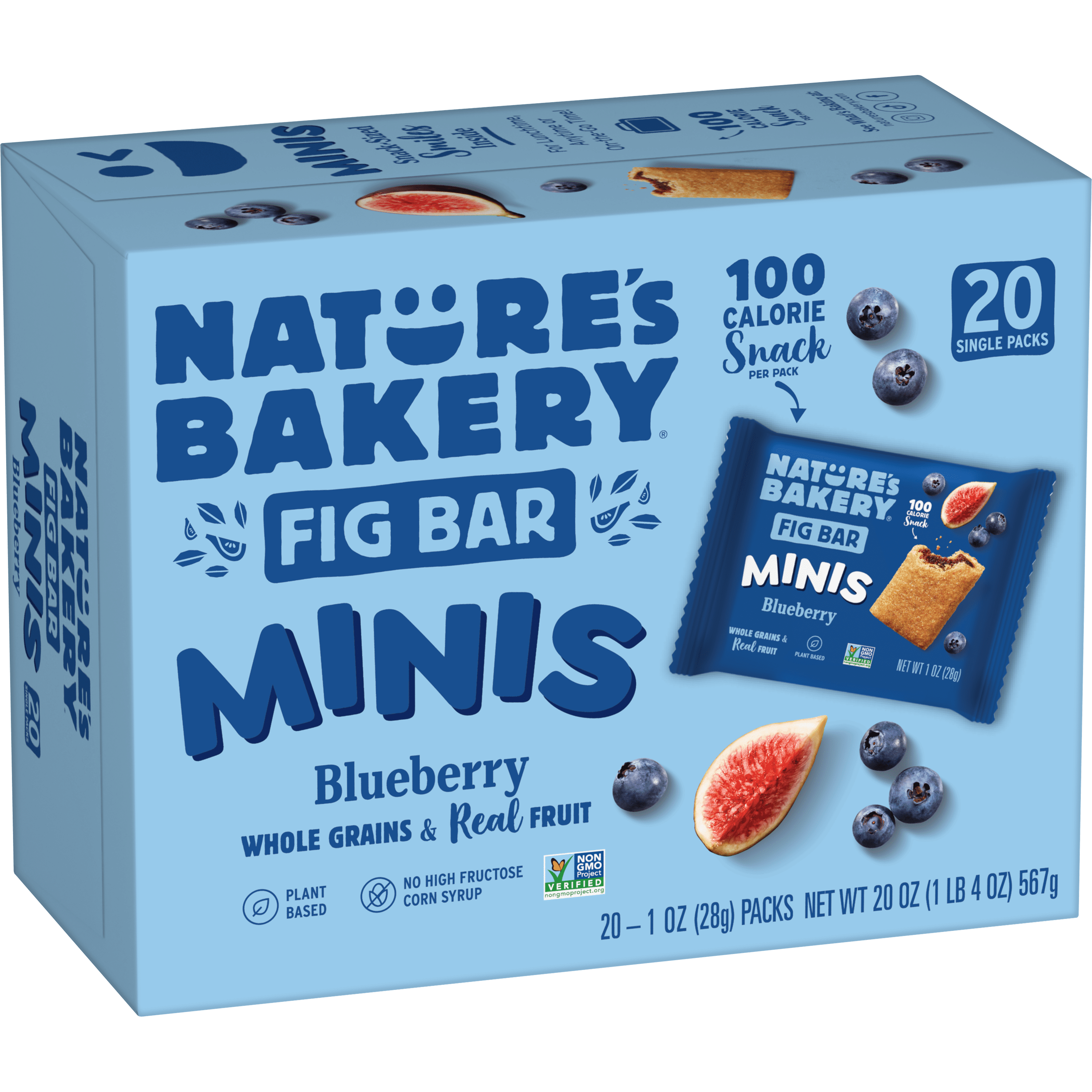 Natures Bakery Blueberry Fig Bar Minis, 1 oz, 20 Count