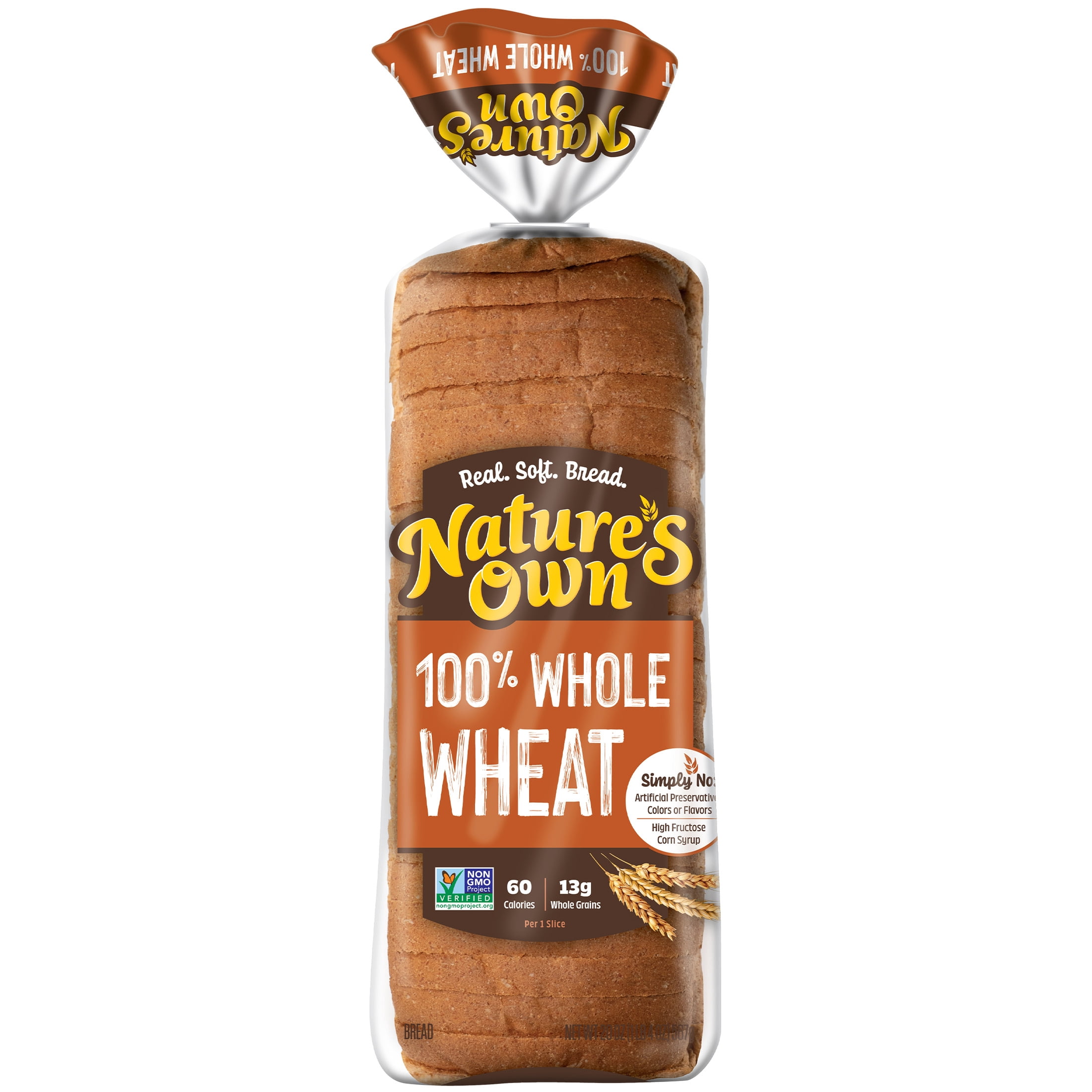Nature's Own 100% Whole Wheat Bread, Sliced Non-GMO Whole Wheat Sandwich Bread, 20 oz Loaf