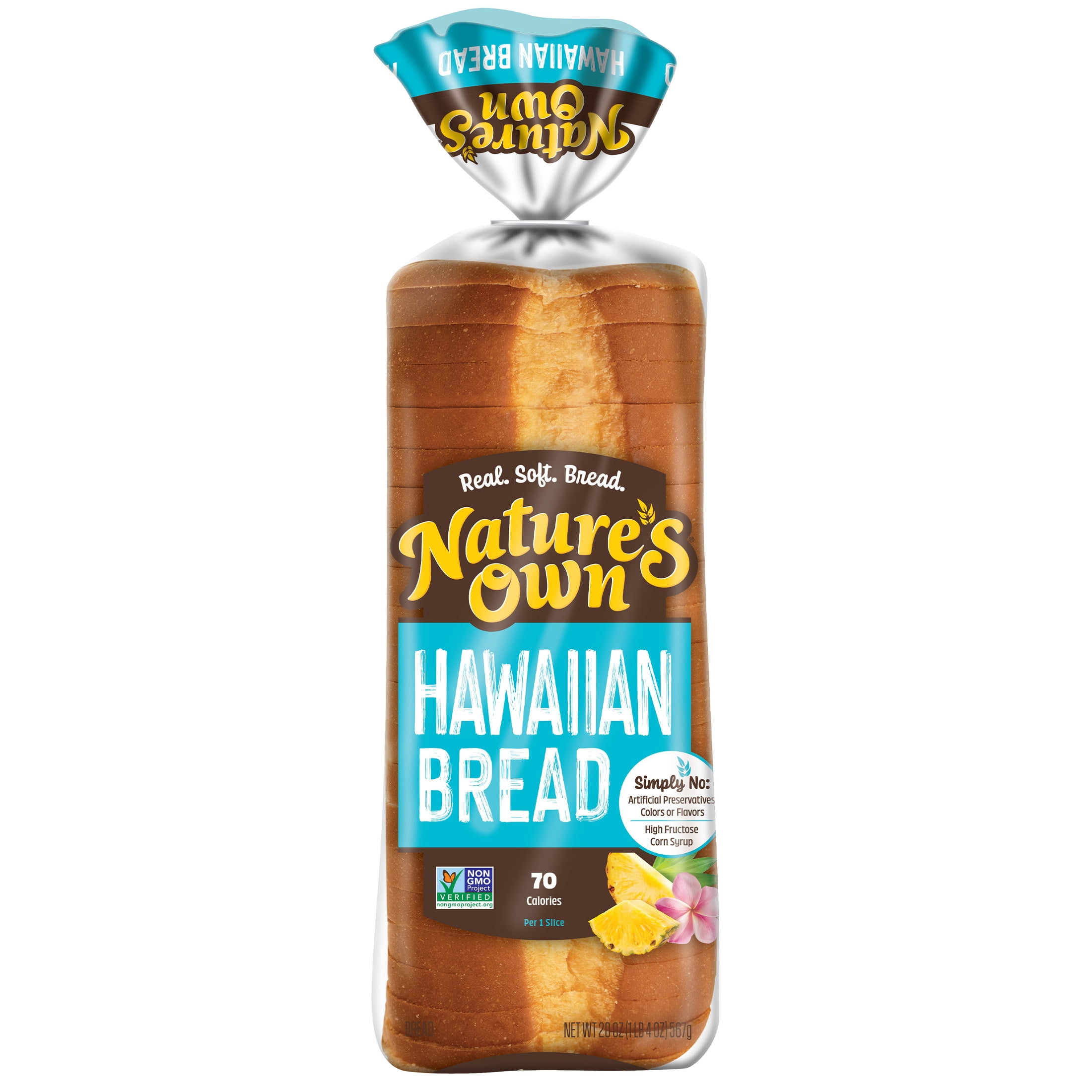 Nature's Own Hawaiian, Non-GMO Sliced Hawaiian Bread, 20 oz Loaf