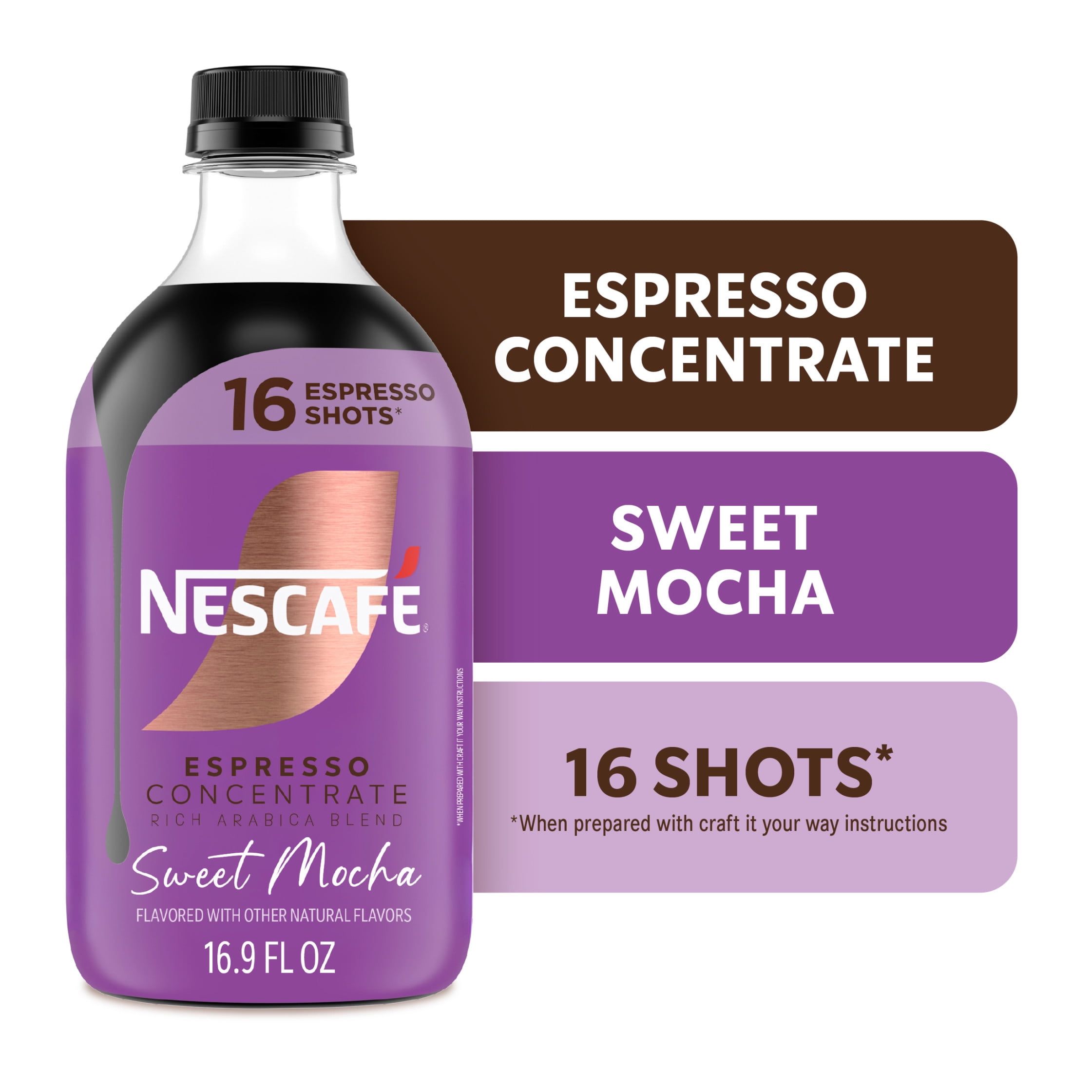 NESCAF Espresso Concentrate Sweet Mocha, Flavored Coffee Concentrate, Instant Espresso, 16 Shots 16.9 fl oz