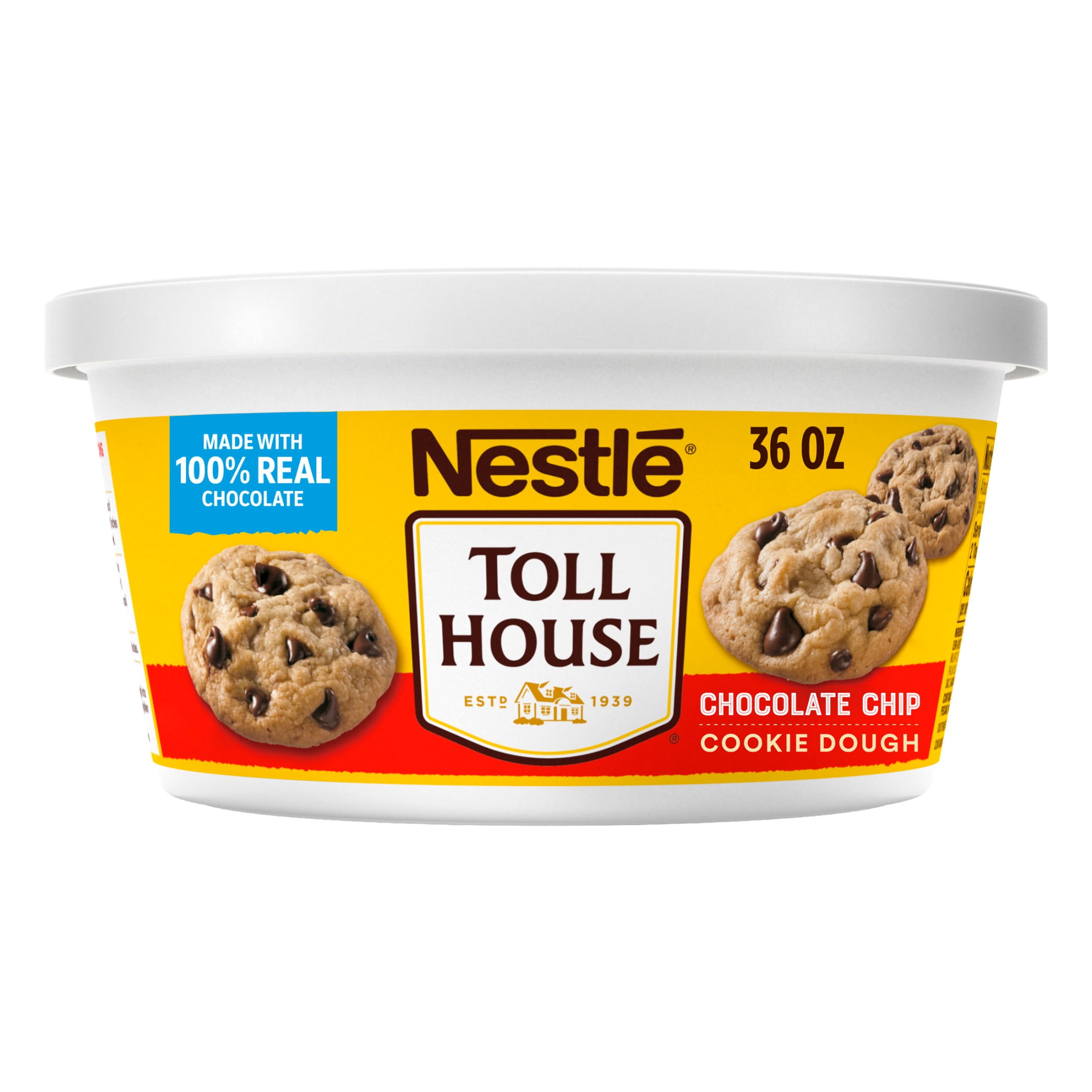 Nestle Toll House Chocolate Chip Cookie Dough, with Toll House Morsels, Makes 36 Cookies, 36 oz