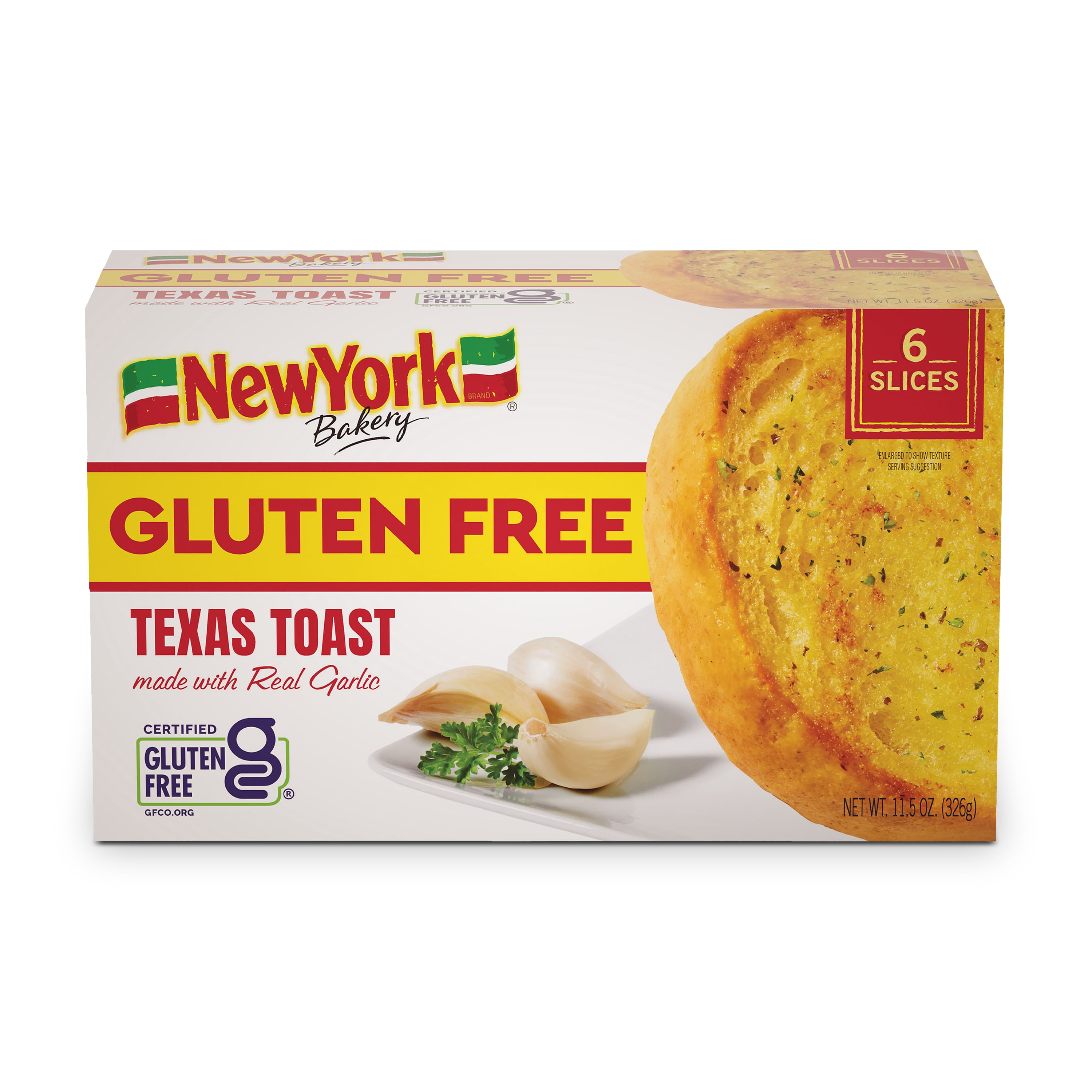 New York Bakery Gluten Free Real Garlic Texas Toast, 11.5 oz (6 Count), Frozen