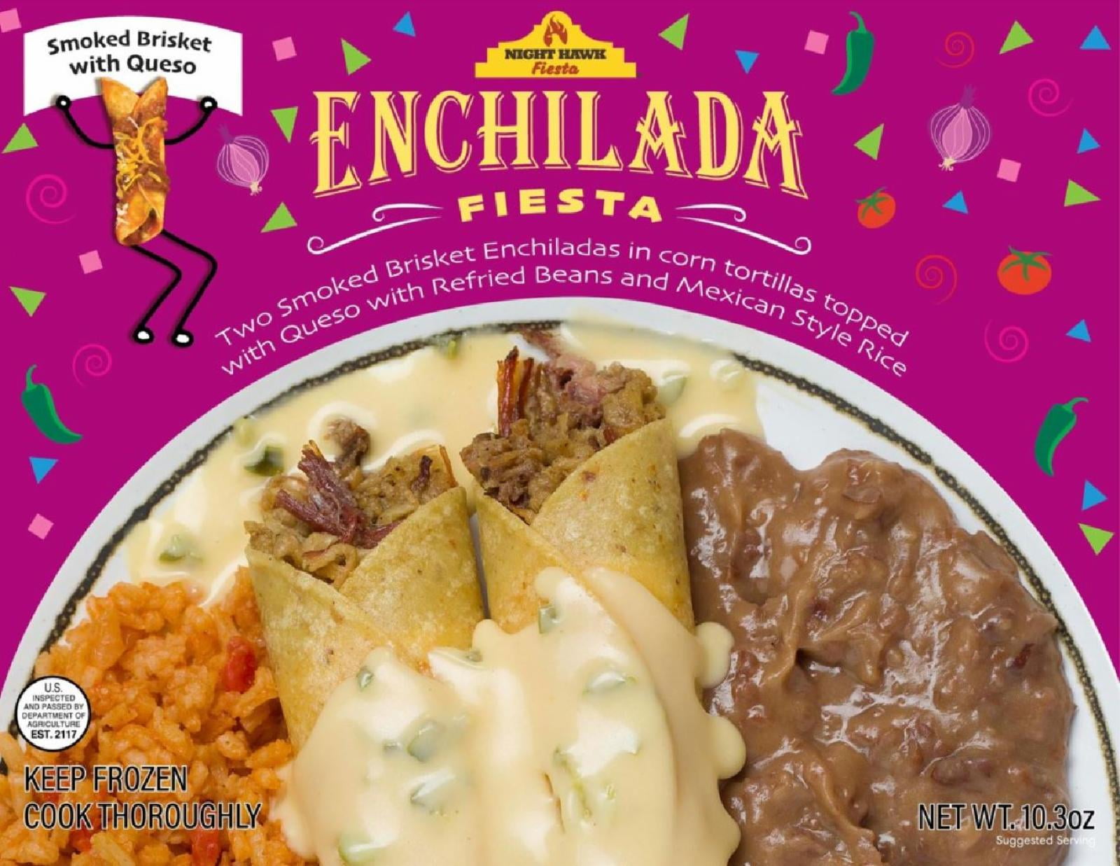 Night Hawk Fiesta Brisket Enchilada with Queso