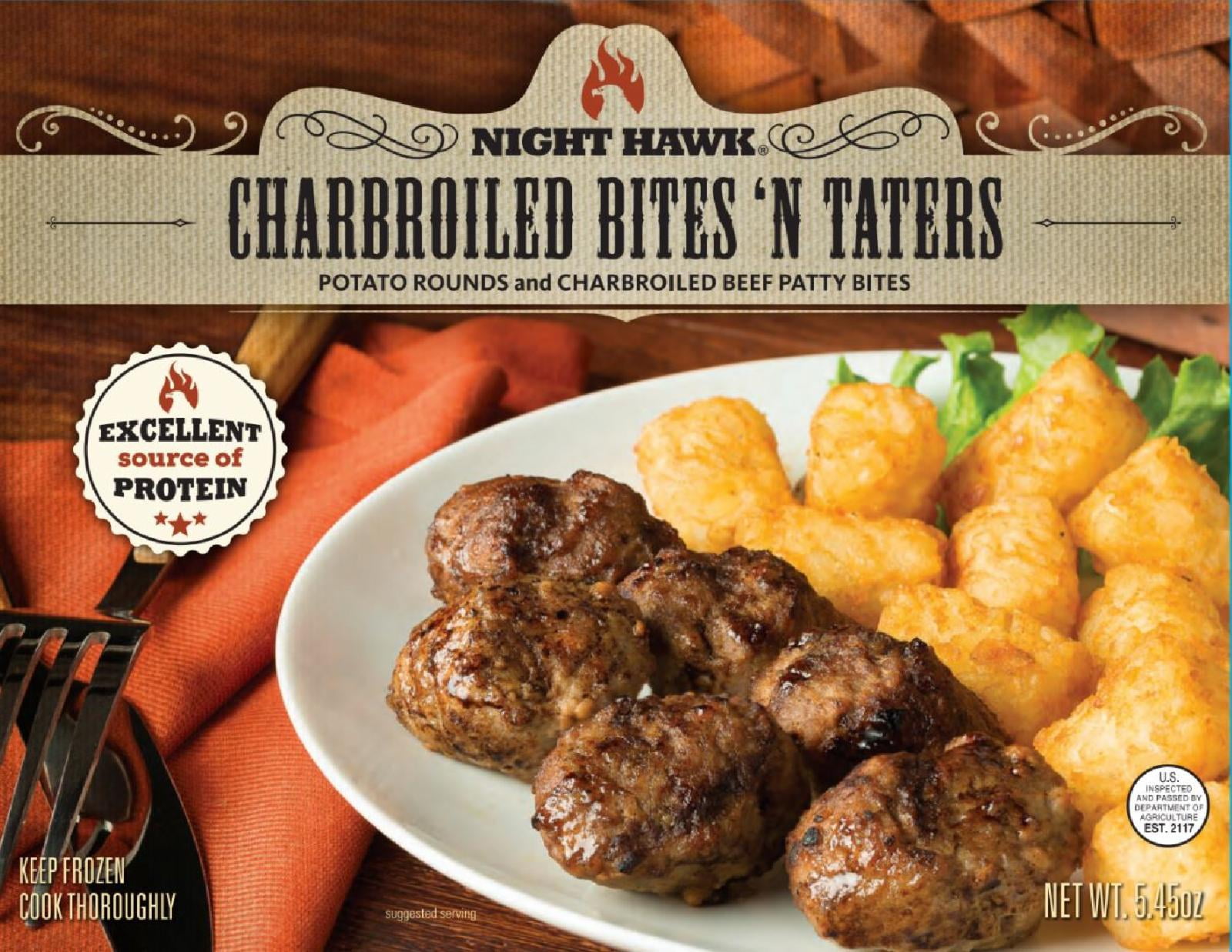 Night Hawk Frozen Food's Charbroiled Bites 'N Taters Meal, Regular 5.45 oz Box Frozen