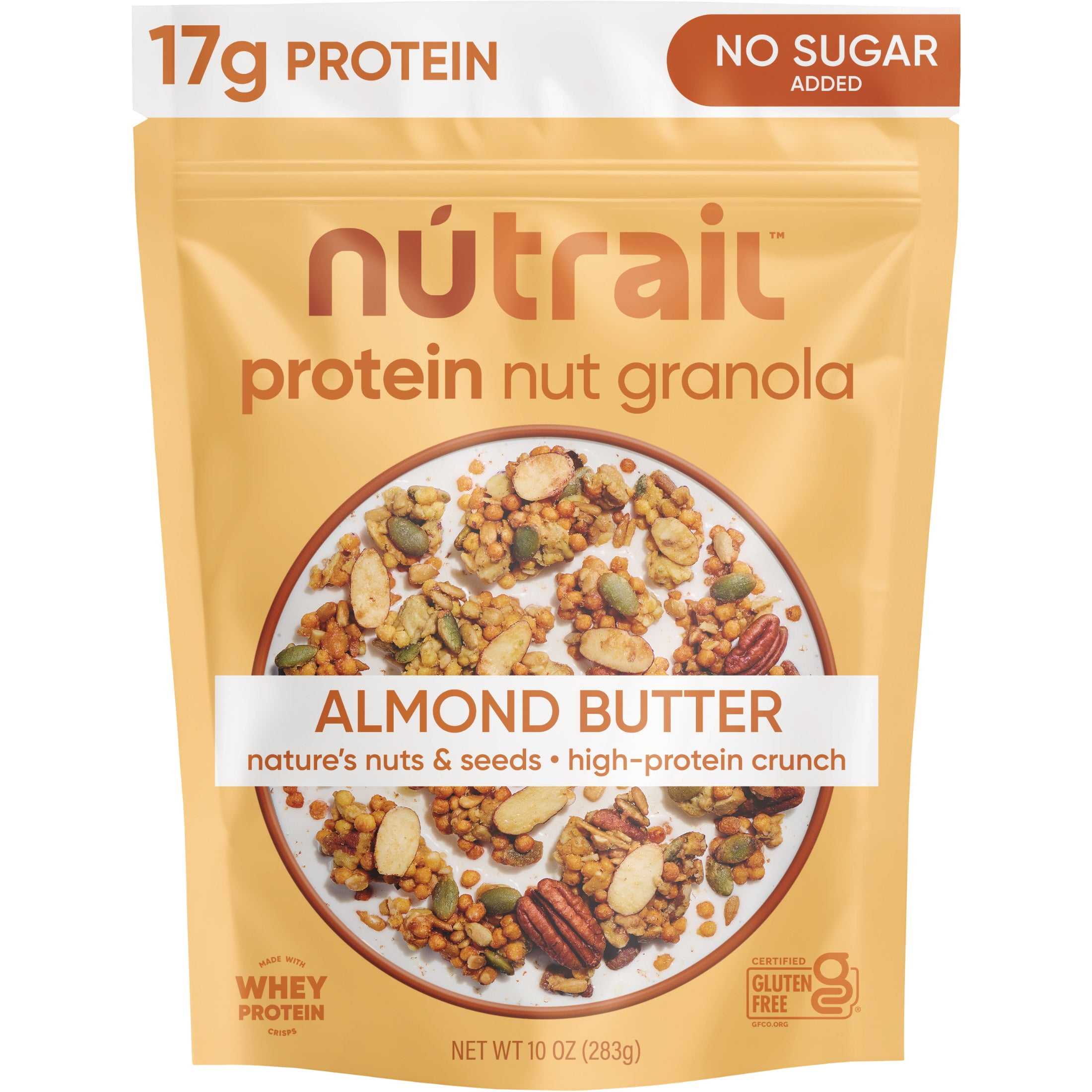 NuTrail 17g Protein Nut Granola Cereal, Almond Butter, No Sugar Added, Keto, Low Carb, Gluten Free, Grain Free, Healthy Breakfast 10 oz. 1 Count