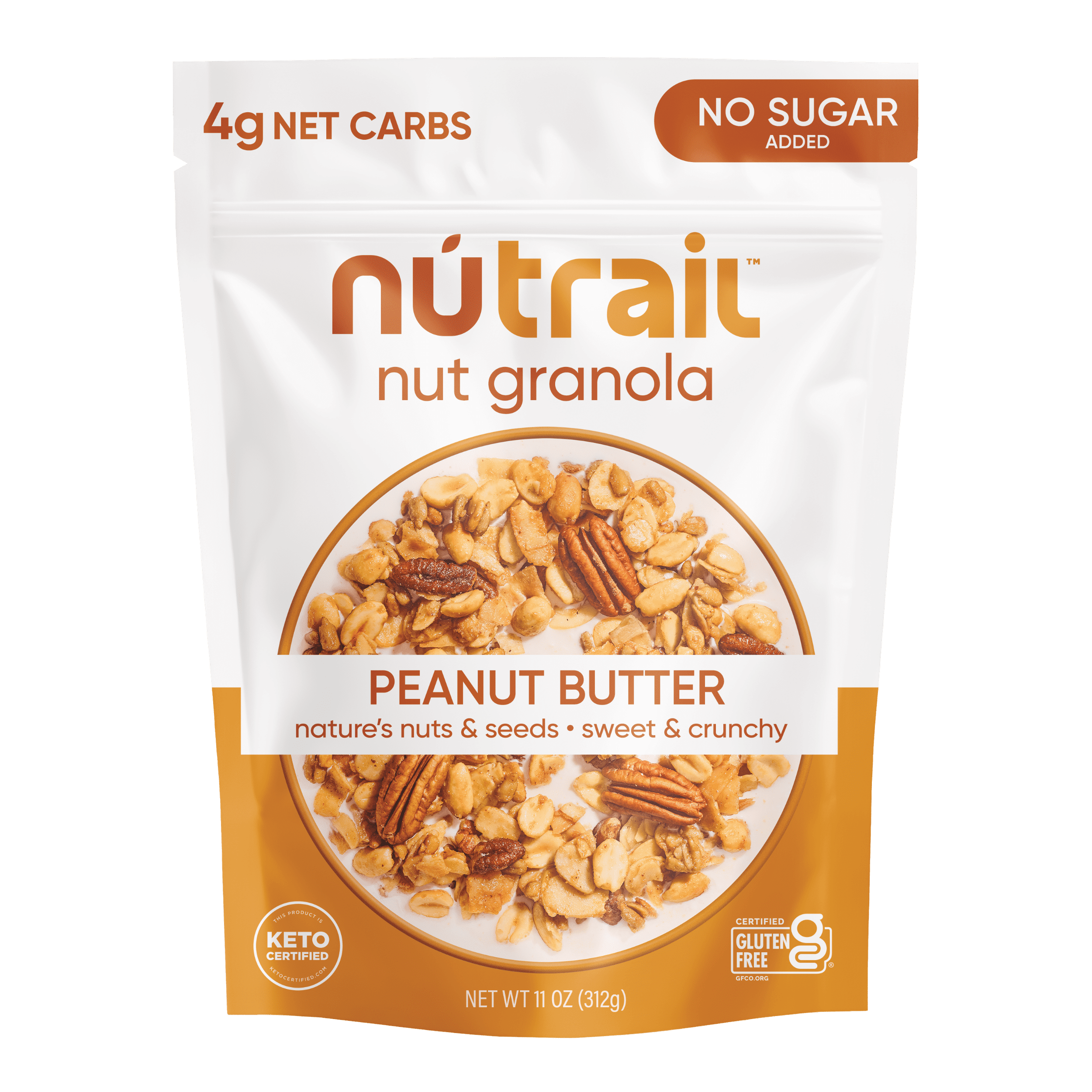 NuTrail Nut Granola Cereal, Peanut Butter, No Sugar Added, Keto, Gluten Free, 11 oz. 1 Count