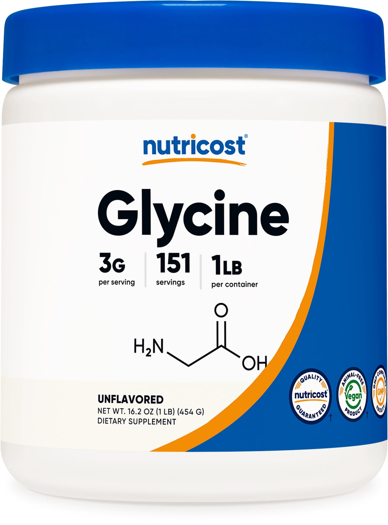 Nutricost Glycine Powder 1lb - Non-GMO, Gluten Free Amino Acid Supplement
