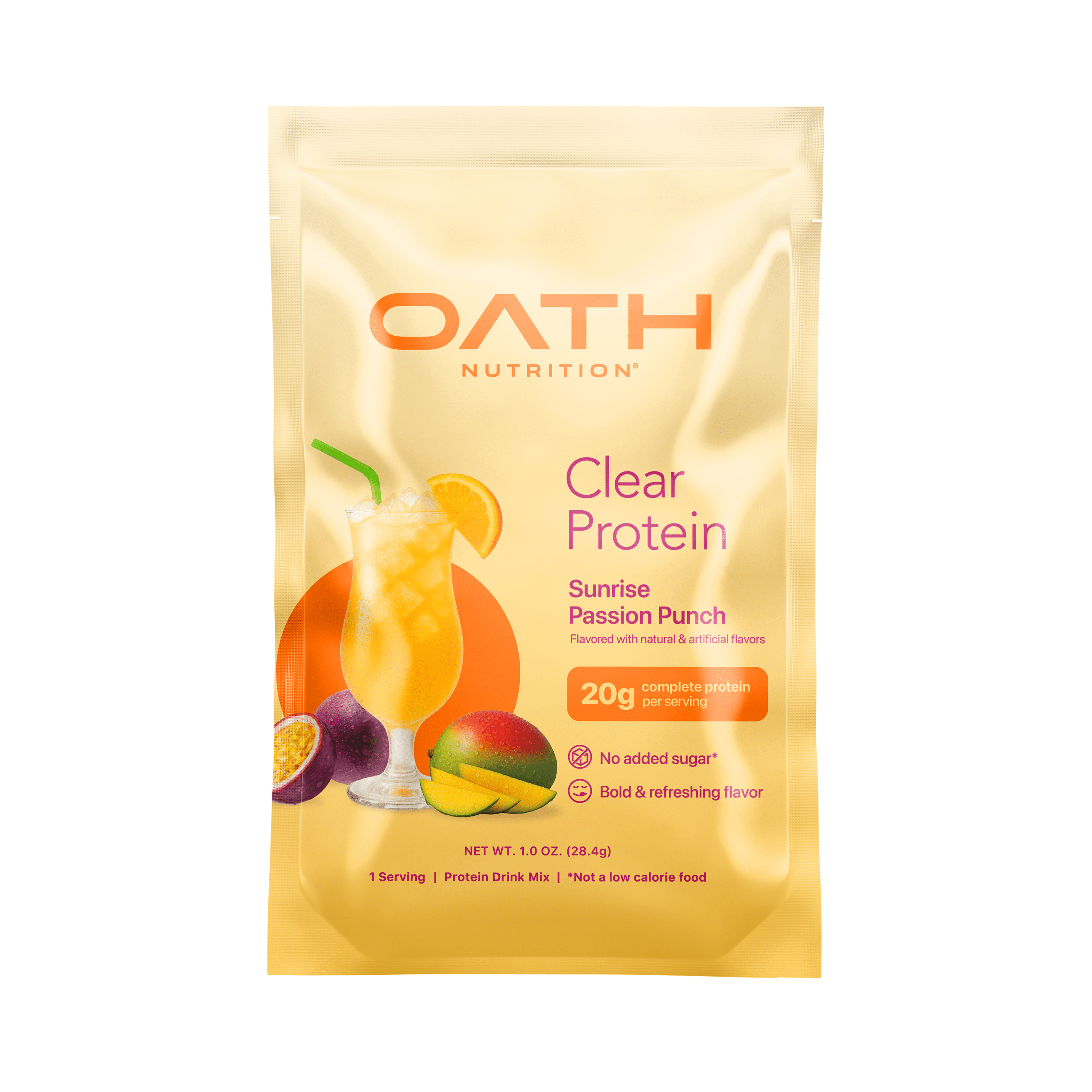 OATH Clear Whey Protein Isolate Powder, Sunrise Passion Flavor, Single Serve Packet