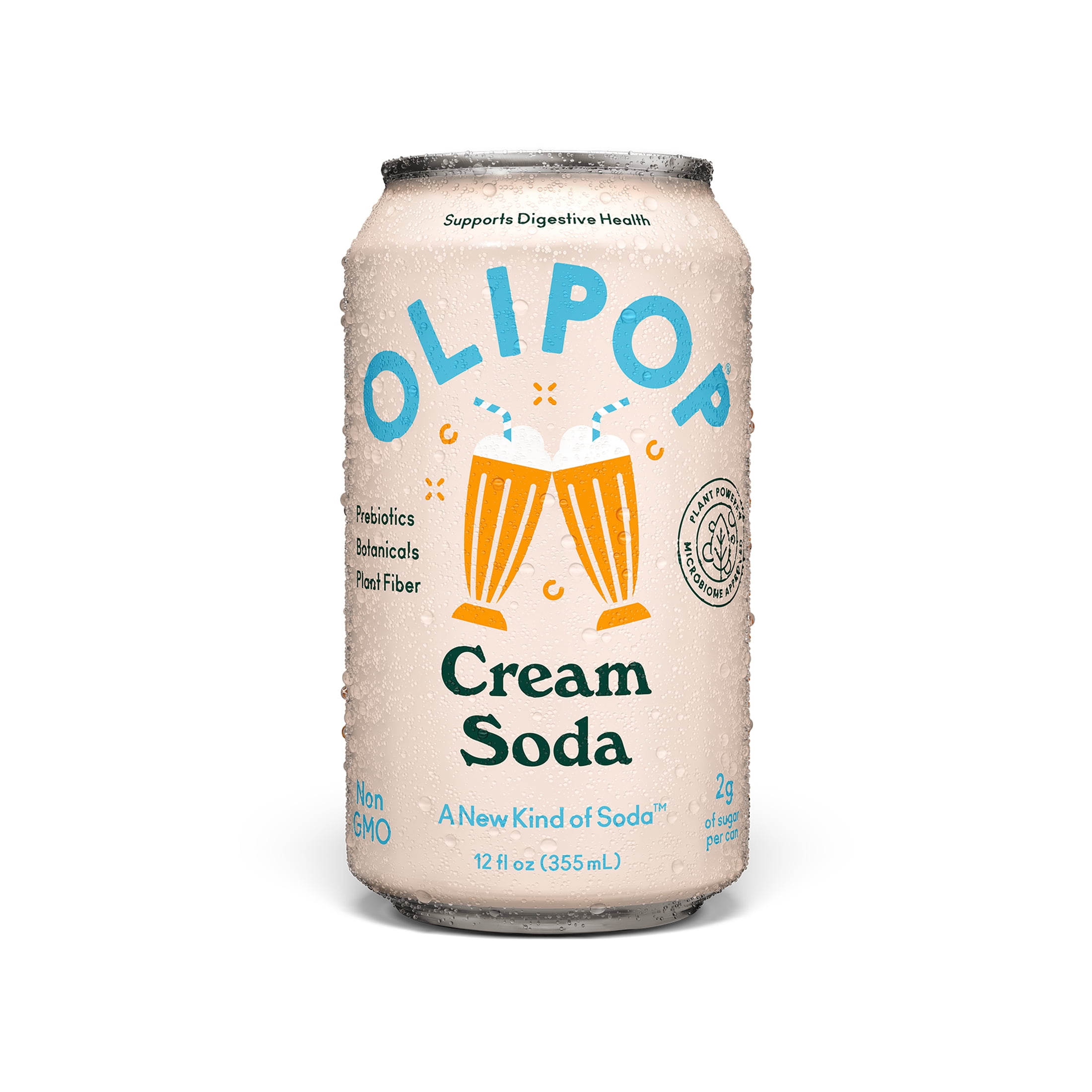 OLIPOP 9g Fiber Prebiotic Soda, Cream Soda, 12 fl oz, Single, Refrigerated