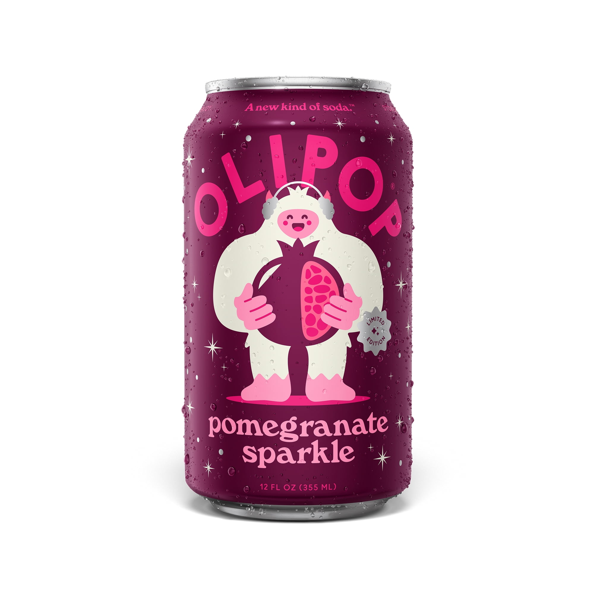 OLIPOP 6g Fiber Prebiotic Soda, Pomegranate Sparkle, 12 fl oz, Single, Shelf Stable