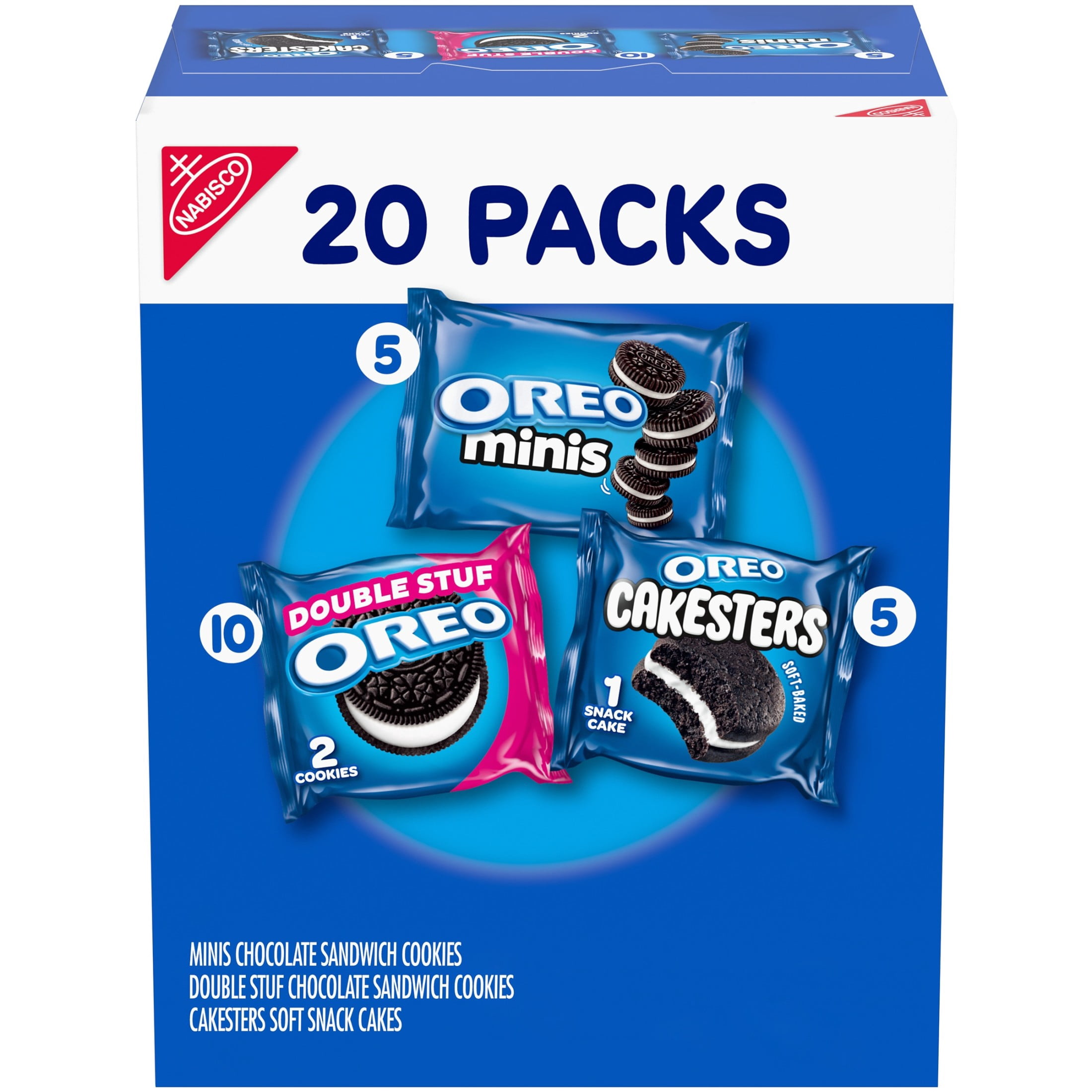 OREO Lovers Variety Pack, Minis, Double Stuf Sandwich Cookies, Cakesters Soft Snack Cakes, 20 count