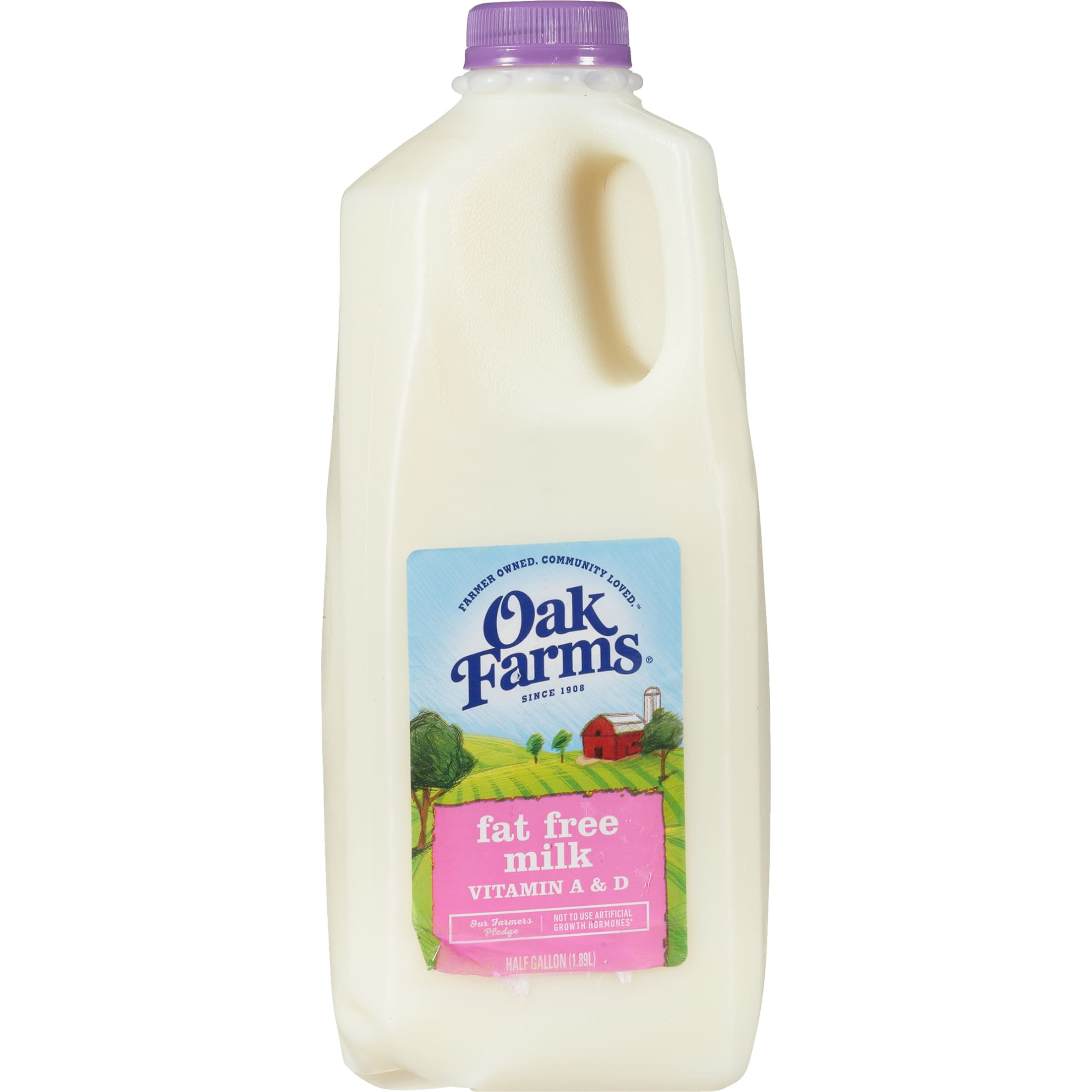 Oak Farms Fat Free Milk, Half Gallon