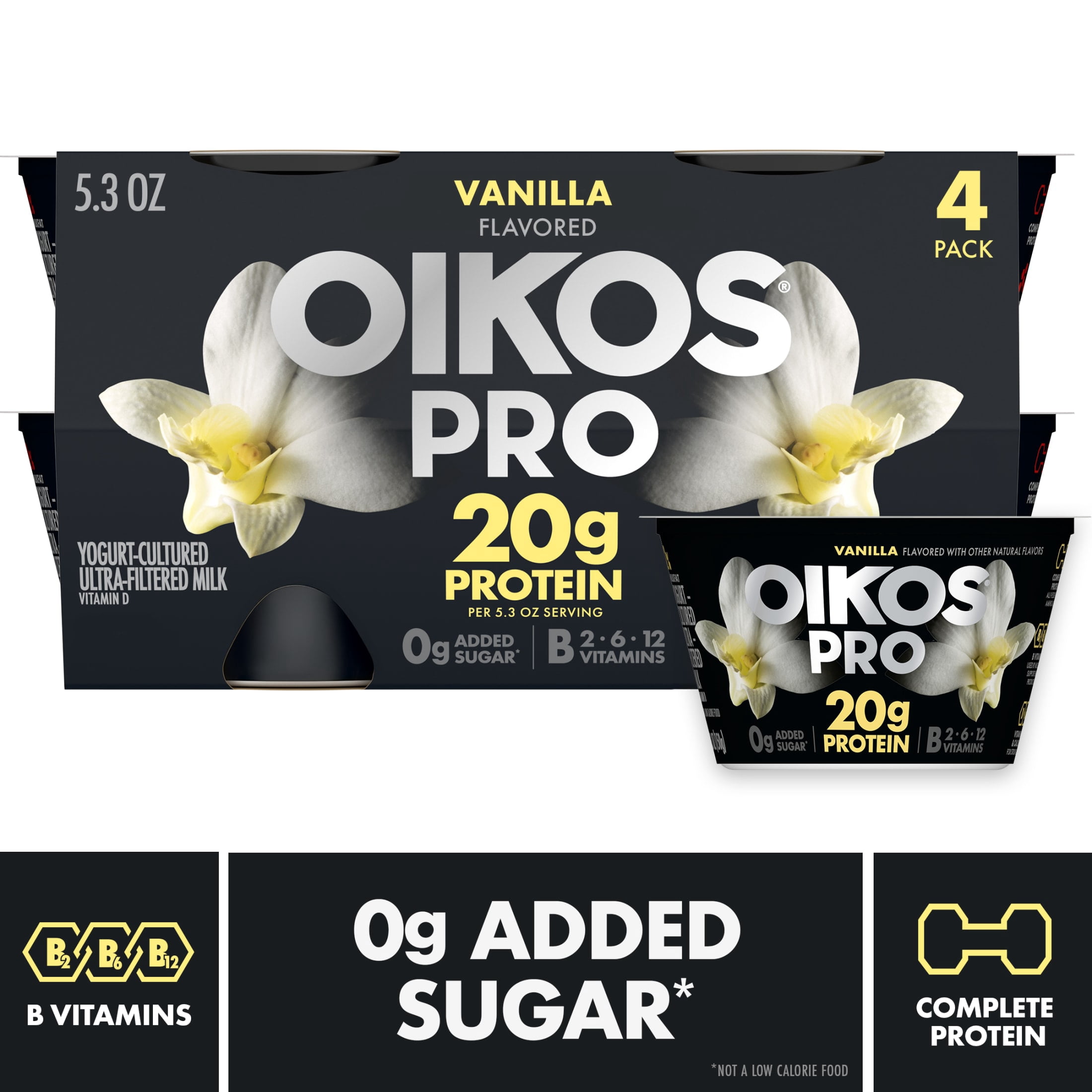 Oikos Pro 20g Protein Vanilla Yogurt-Cultured Ultra-Filtered MilkProduct Cups, 5.3 oz, 4 Count
