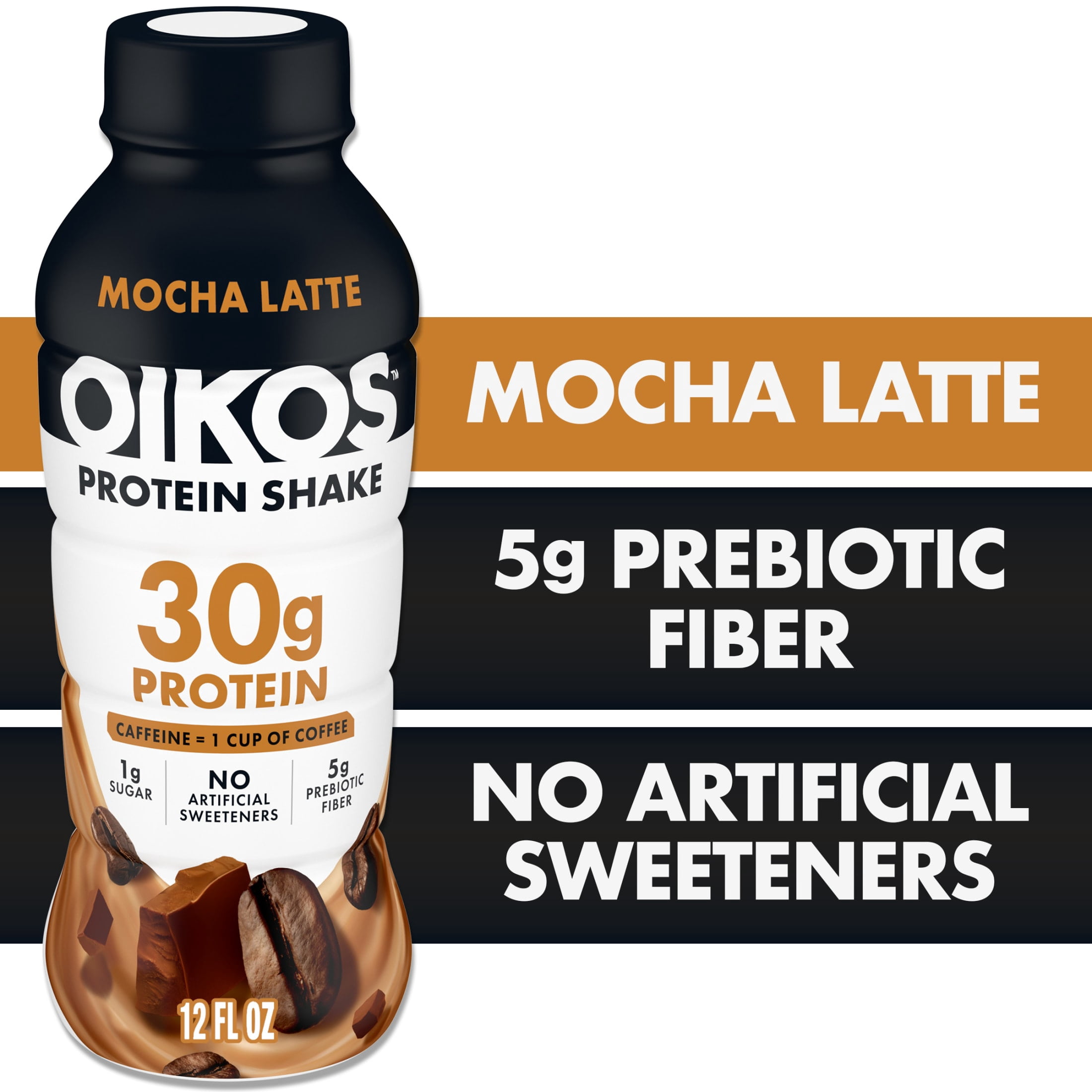 Oikos 30g Protein Shake, Mocha Latte, Shelf Stable, 12 fl oz Bottle