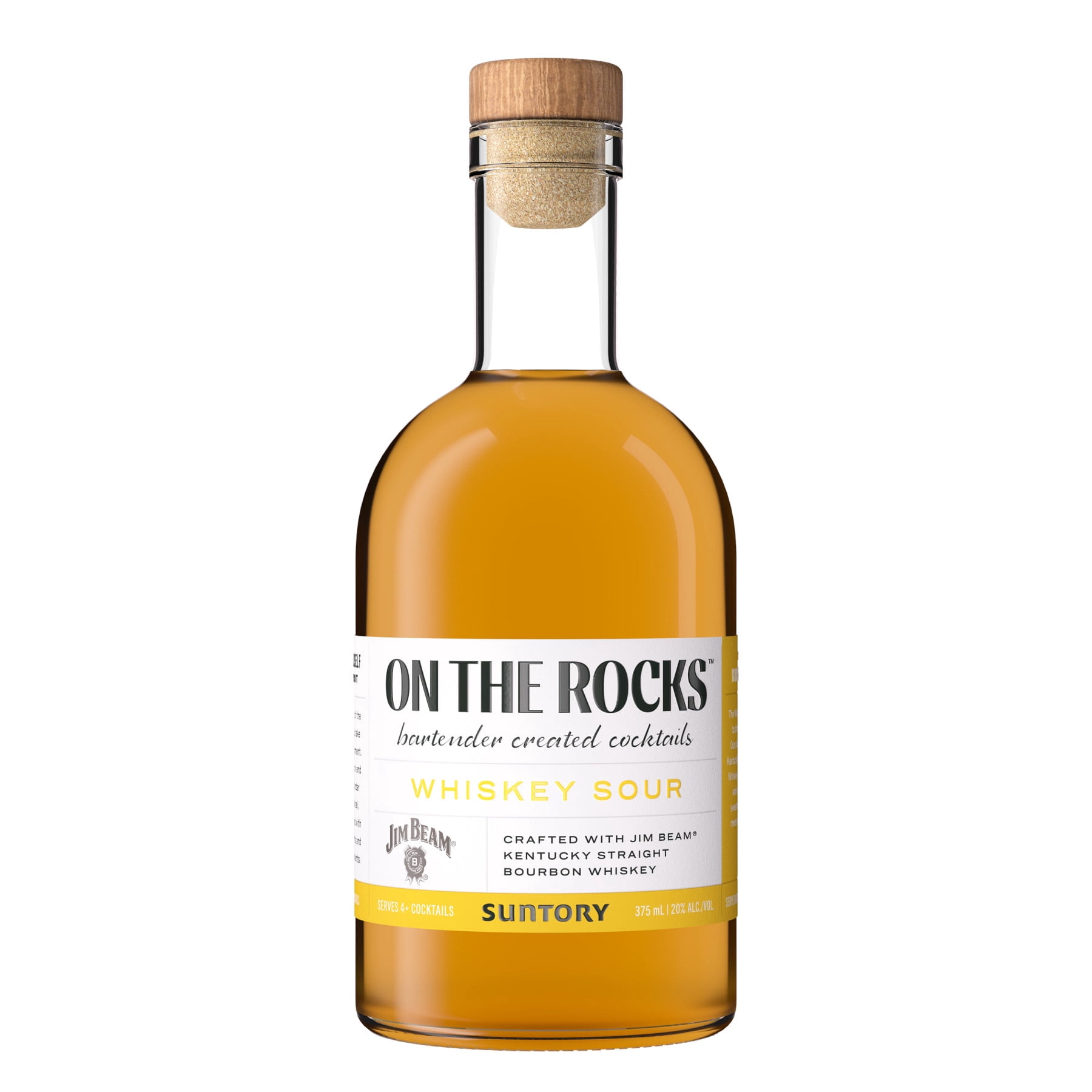 Otr-On the Rocks The Whiskey Sour with Jim Beam Straight Bourbon Citrus Cocktail, 375 ml Bottle, 20% ABV