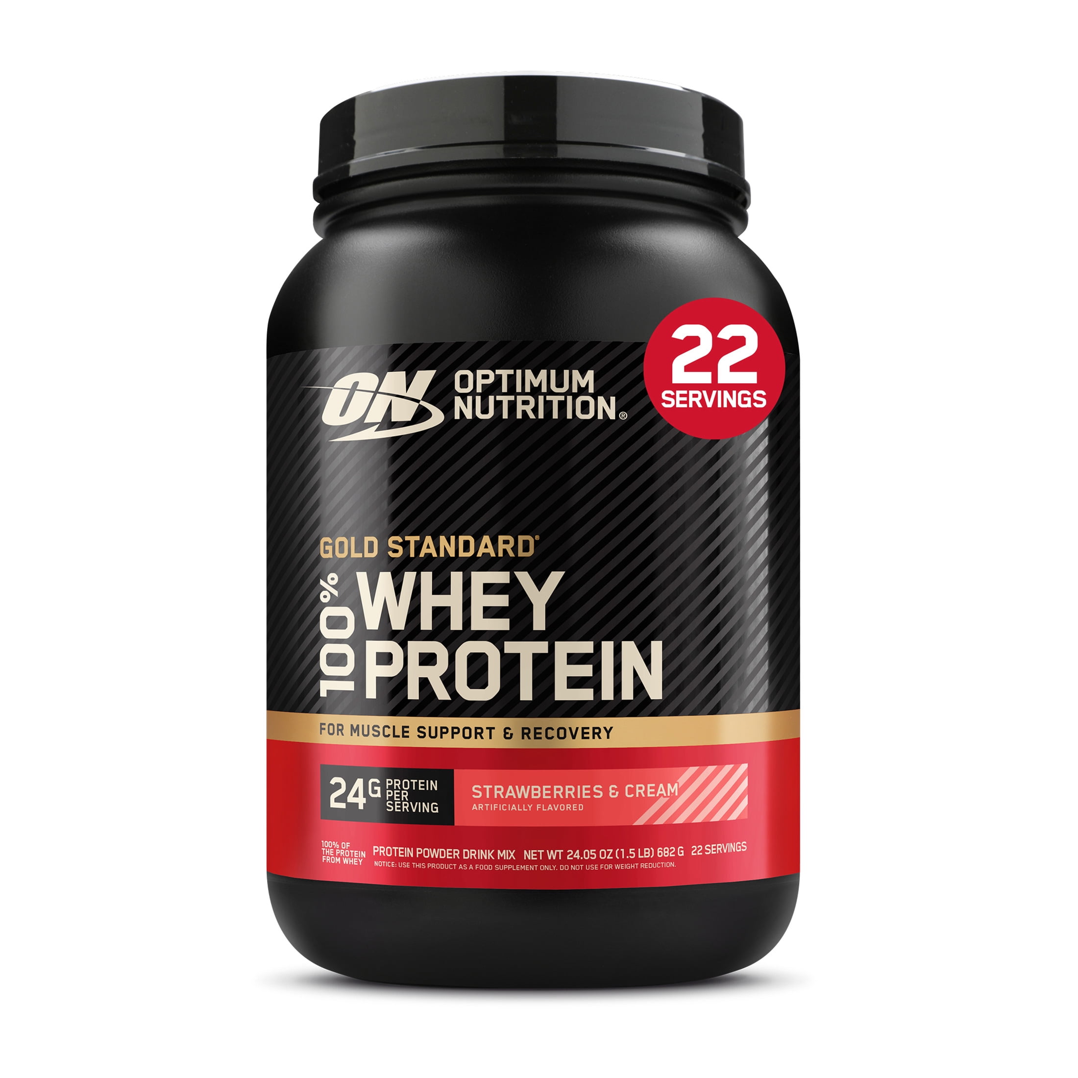 Optimum Nutrition, Gold Standard 100% Whey Protein Powder, Strawberries & Cream, 22 Servings