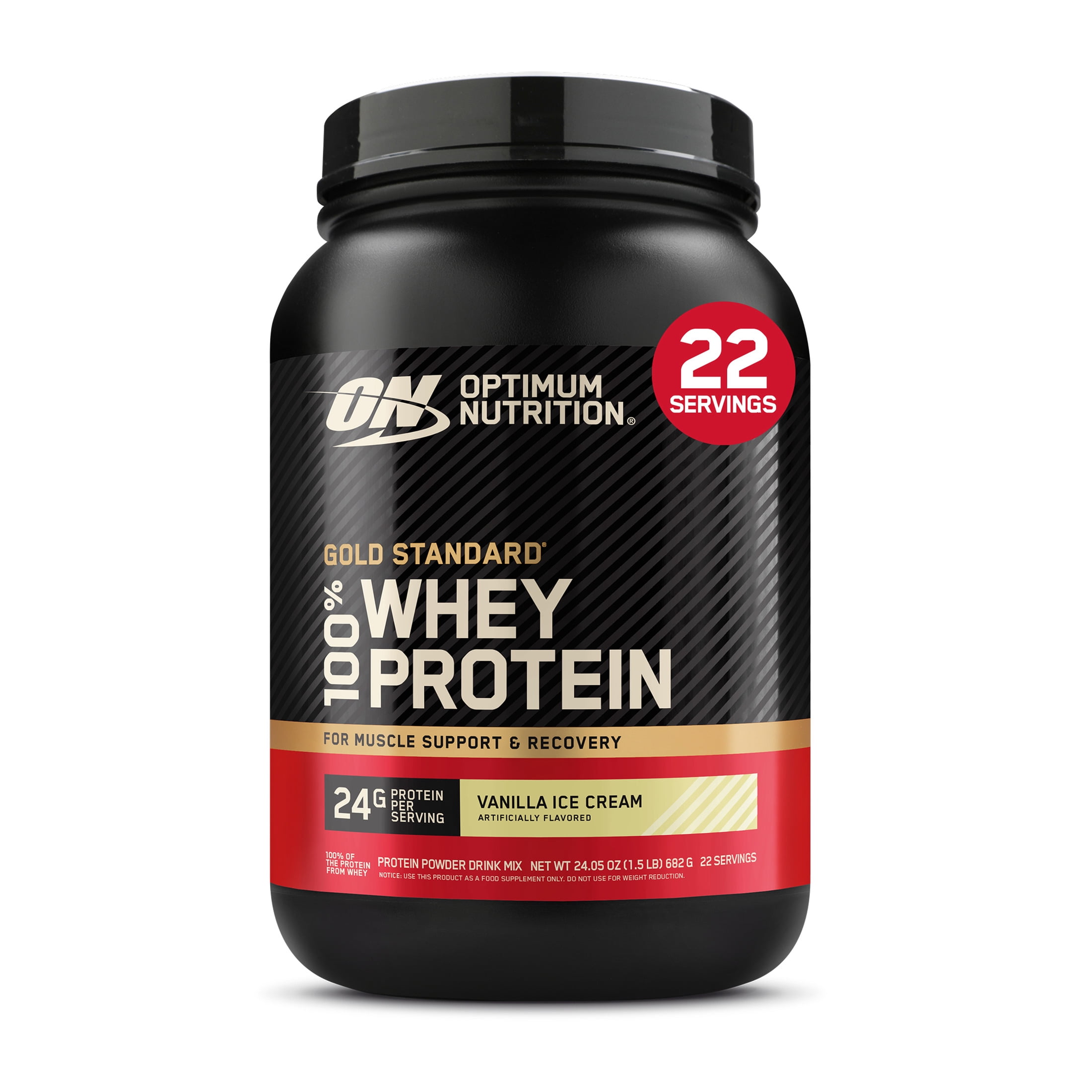 Optimum Nutrition, Gold Standard 100% Whey Protein Powder, Vanilla Ice Cream, 22 Servings