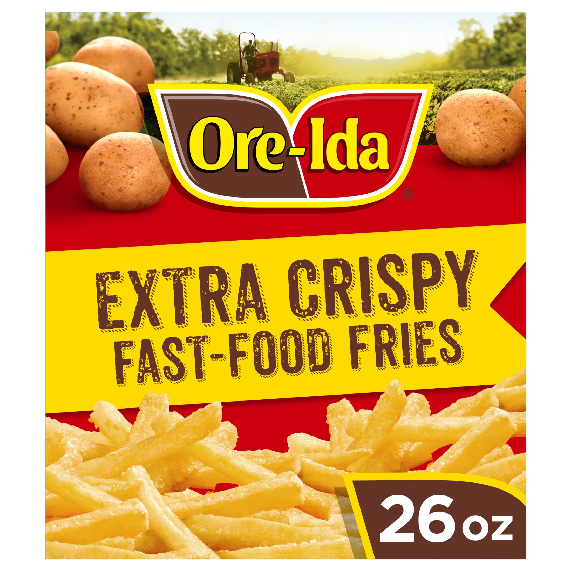 Ore-Ida Extra Crispy Fast Food Fries French Fried Frozen Potatoes, 1 Bag, for Easy Snacks and Dinner Sides, Gluten-Free, 26 oz