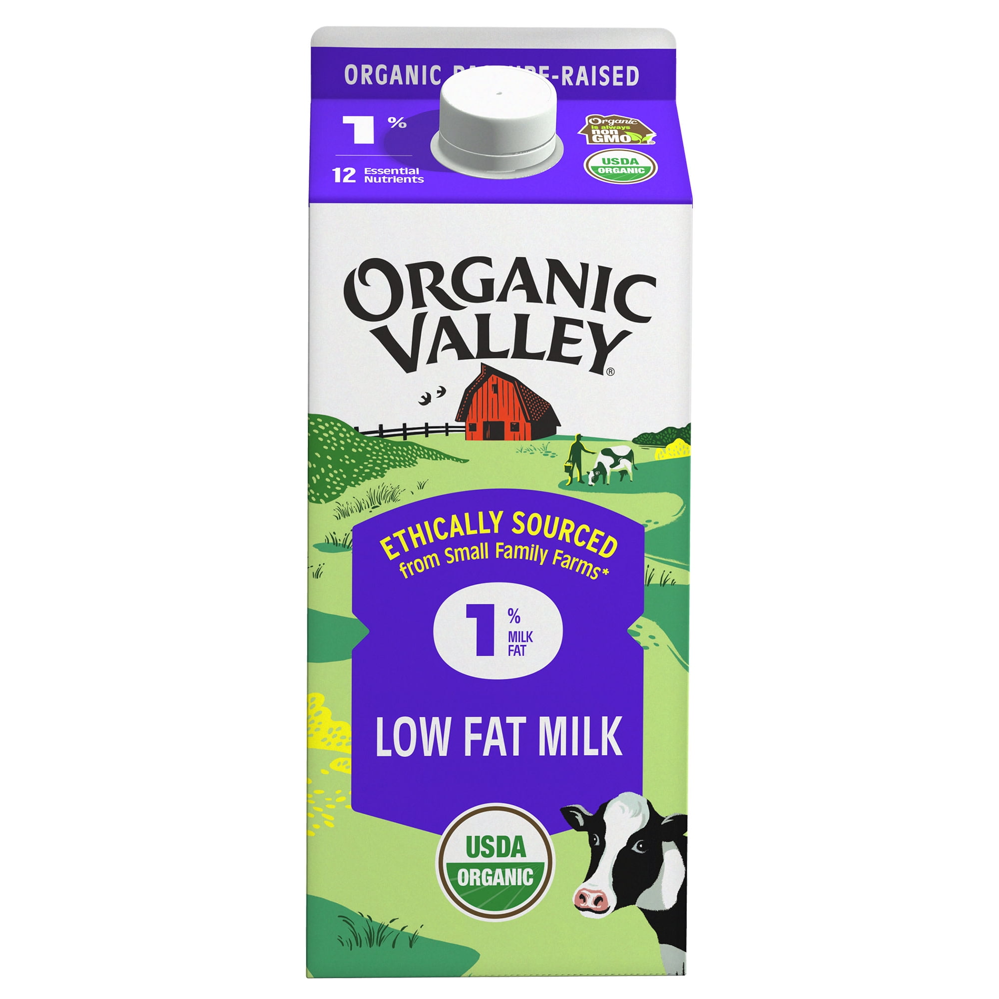 Organic Valley Organic 1% Low Fat Milk, Half Gallon, 64 fl oz