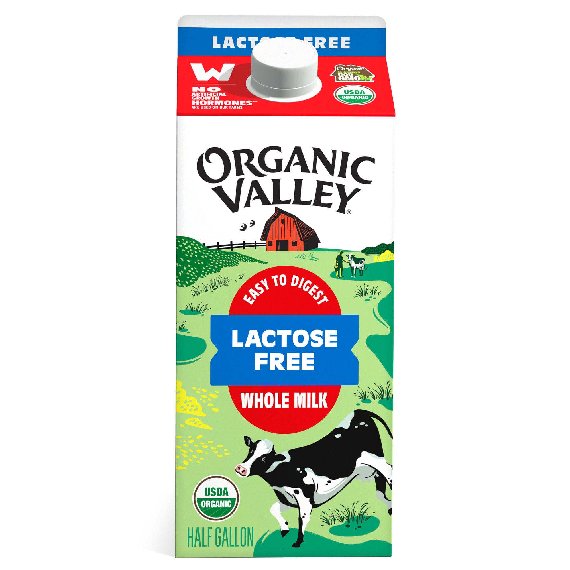 Organic Valley Organic Lactose Free Whole Milk, Half Gallon, 64 fl oz