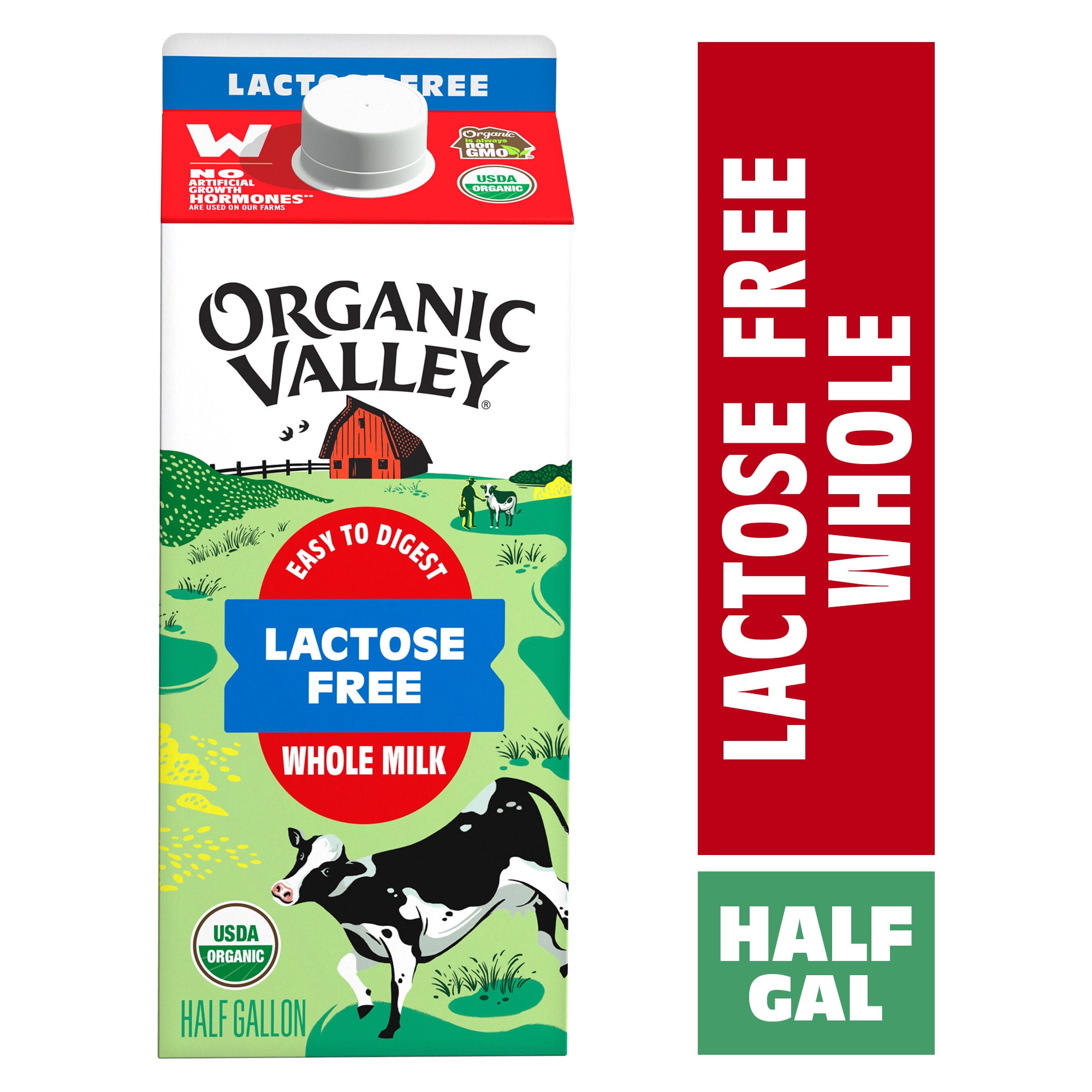 Organic Valley Lactose Free Whole Milk, 1/2 gal