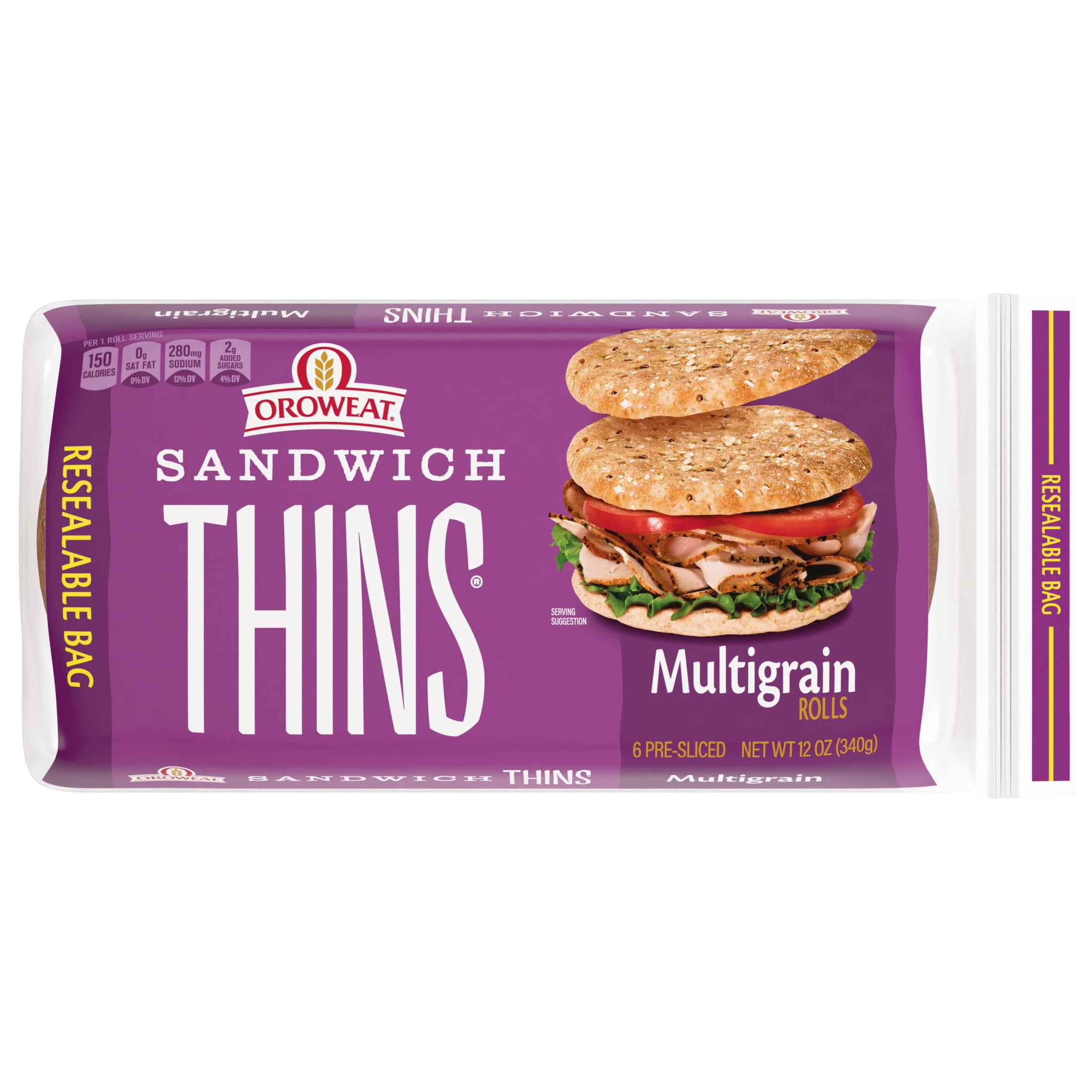 Oroweat Sandwich Thins Multigrain Rolls, 6 count, 12 oz