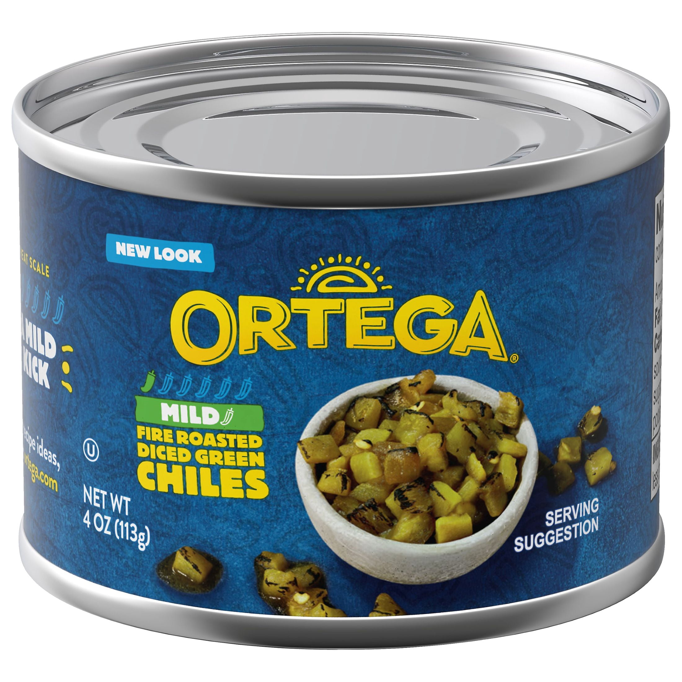 Ortega Fire Roasted Mild Diced Green Chiles, Kosher, 4 oz