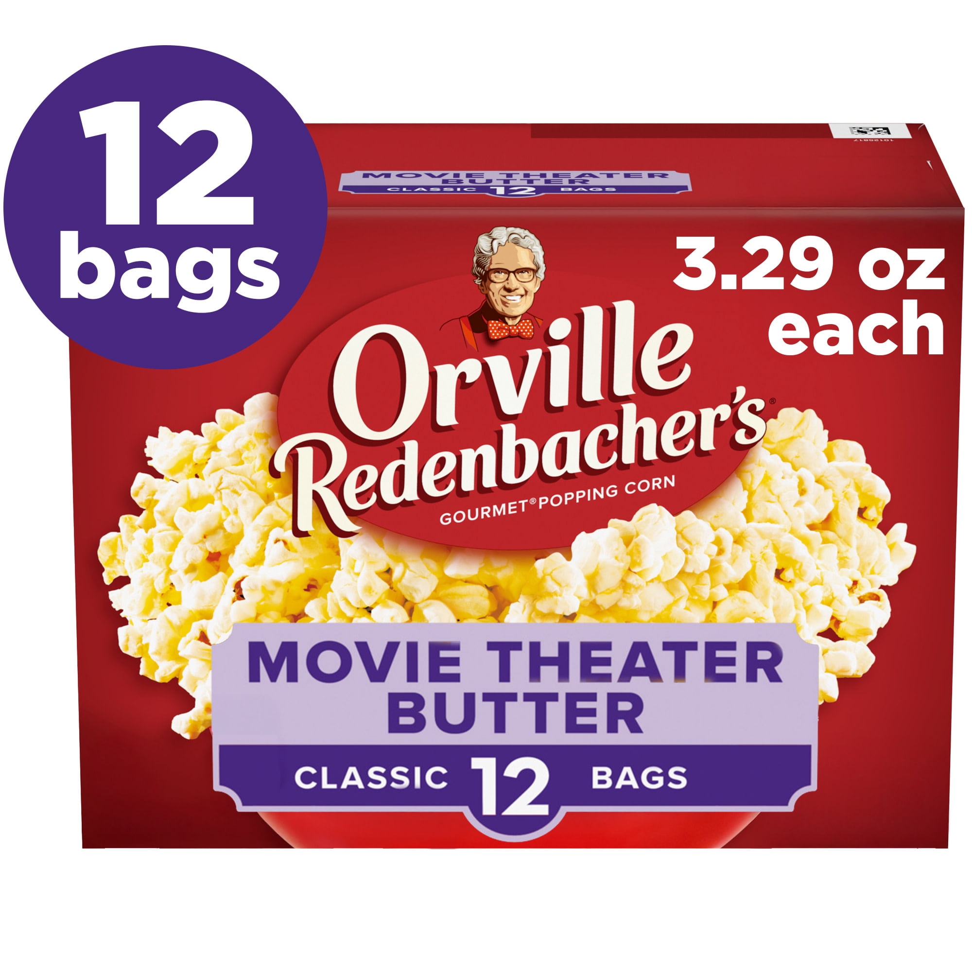 Orville Redenbachers Microwave Popcorn Value Size, Movie Theater Butter Flavor, 3.29 oz., 12-Count