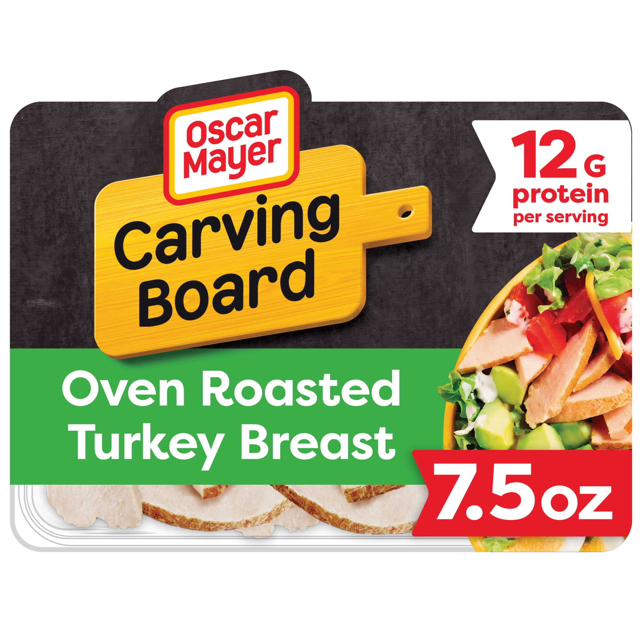 Oscar Mayer Carving Board Sliced Deli Meat, for Sandwiches and Easy Lunches, Oven Roasted Turkey, 12g Protein, 7.5 oz