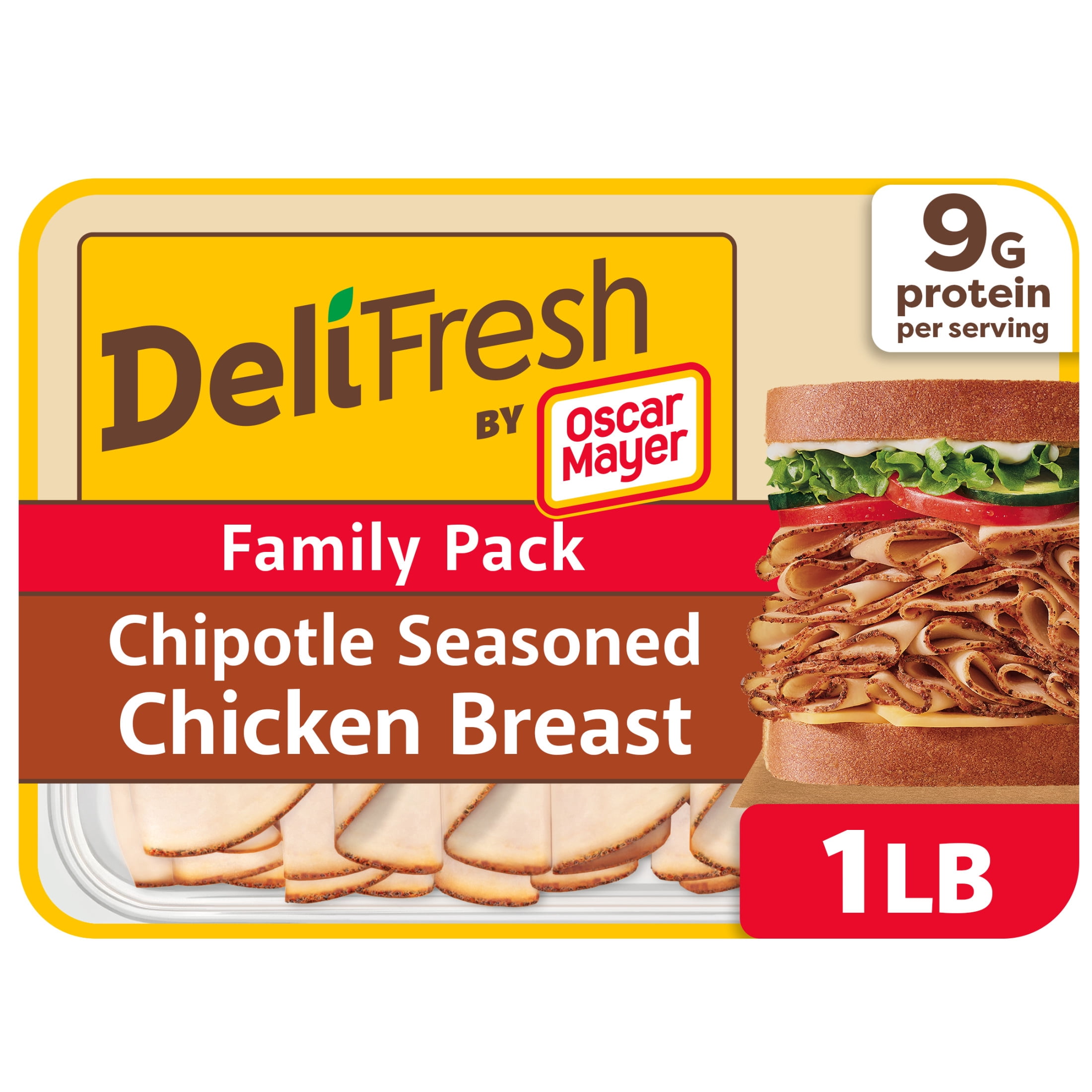 Oscar Mayer Deli Fresh Deli Meat, for Sandwiches and Easy Lunches, Chipotle Seasoned Chicken Breast, No Artificial Preservatives, 16 oz