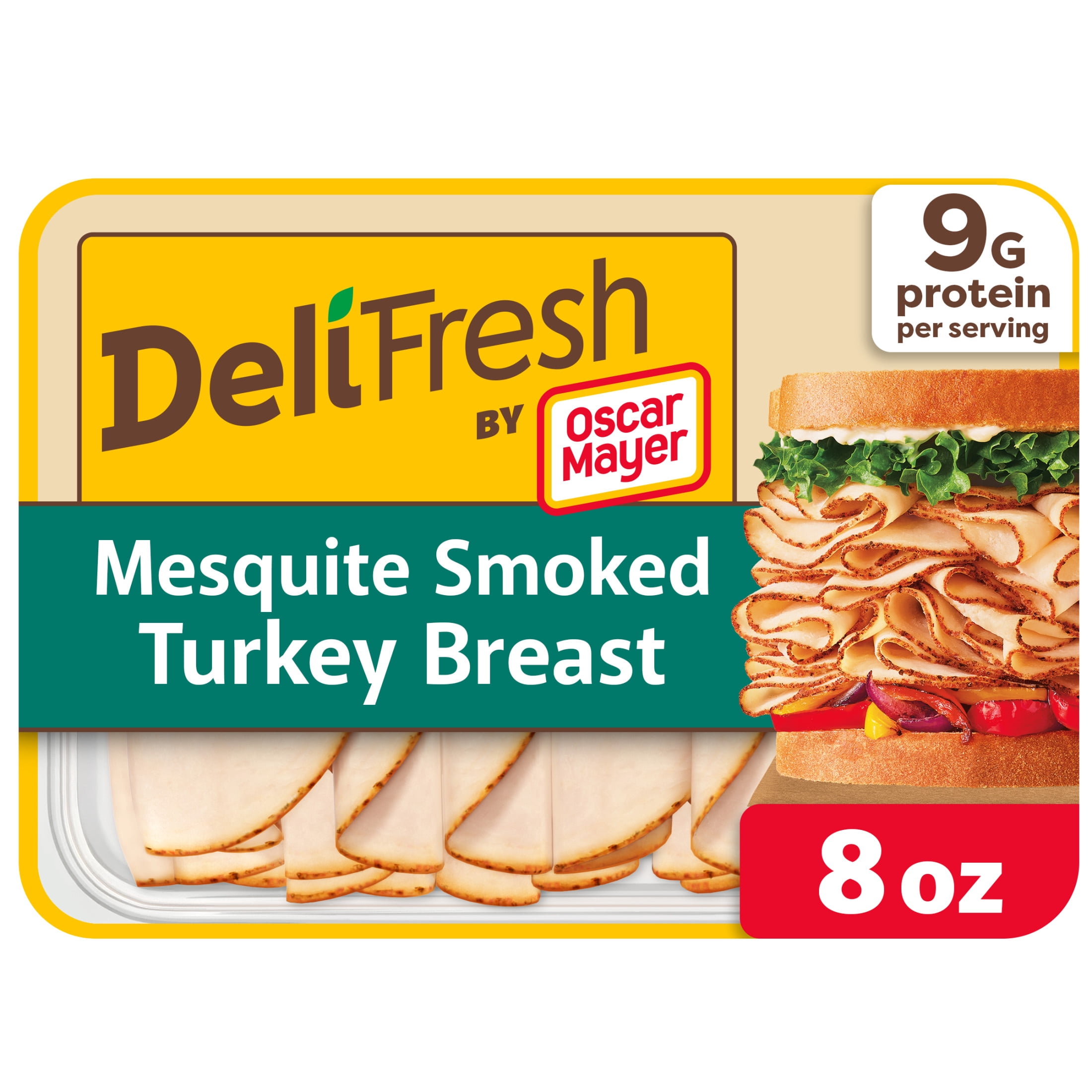 Oscar Mayer Deli Fresh Mesquite Smoked Turkey Breast Sliced Deli Meat, for Sandwiches and Easy Lunches, Made With 100% Turkey Breast, No Artificial Preservatives, 8 oz