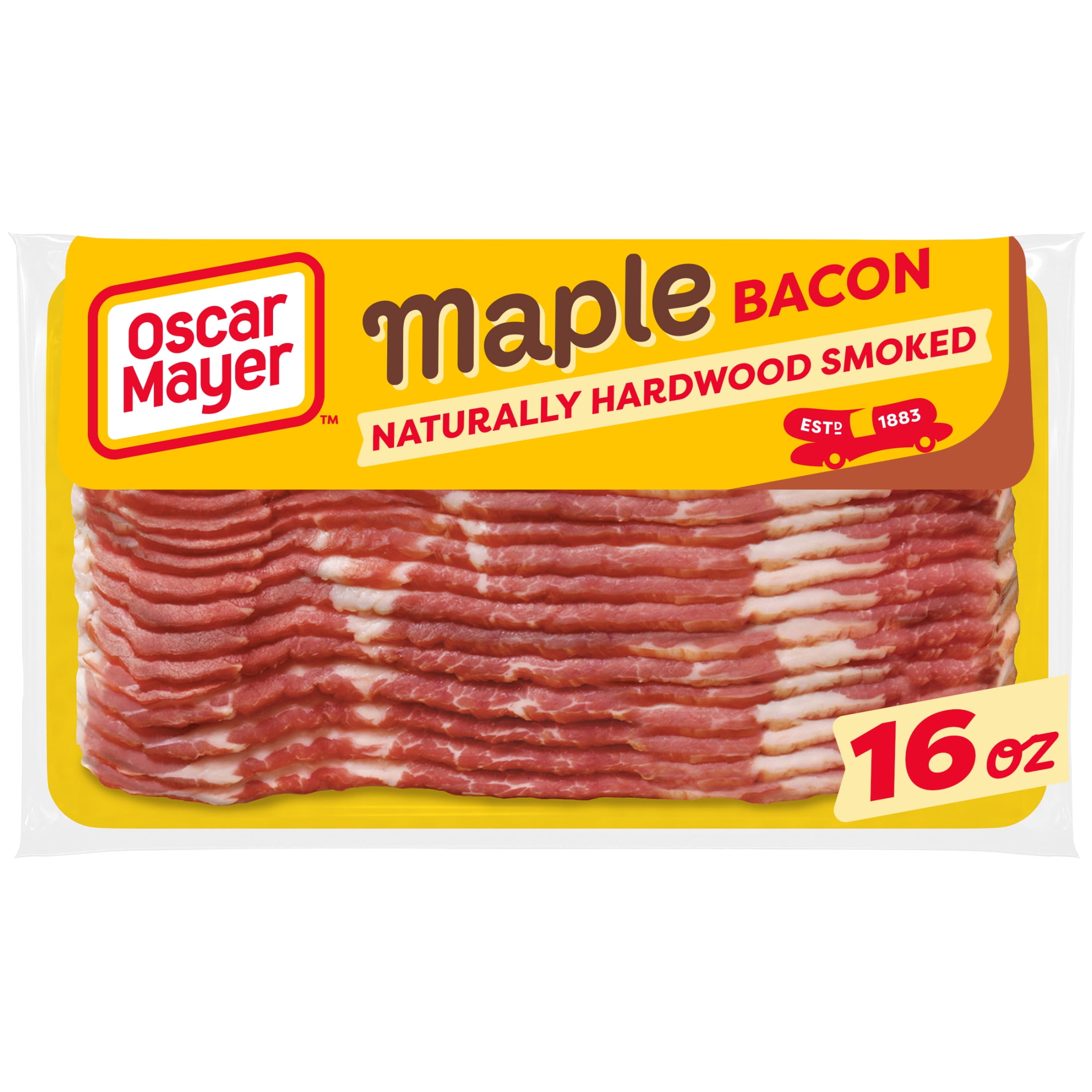 Oscar Mayer Naturally Hardwood Smoked Maple Bacon, 16 oz Pack, 15-17 slices